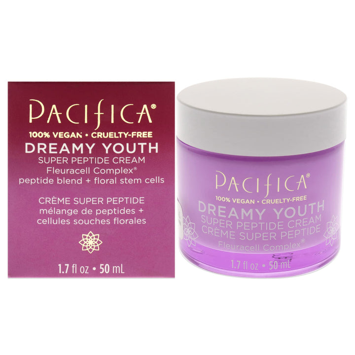 Pacifica Beauty, Dreamy Youth Super Peptide Daily Facial Cream, Moisturizer, Made with Floral Stem Cells & Peptides, For All and Aging Skin Types, Silicone Free, Clean Skin Care, Vegan + Cruelty Free
