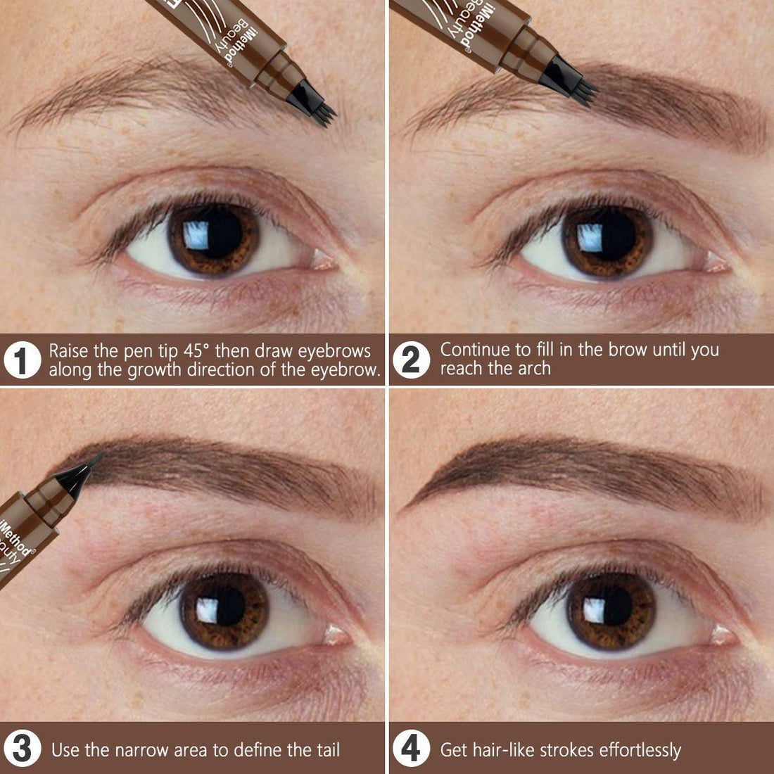 iMethod Eyebrow Pen - Upgrade Eyebrow TattooPen, Eyebrow Makeup, Long Lasting, Waterproof and Smudge-proof, Black Brown