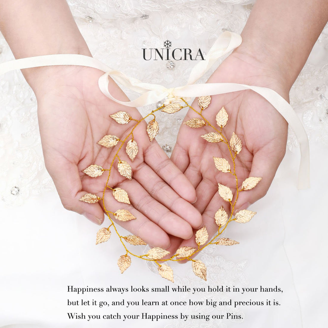 Unicra Wedding Leaves Hair Vine Bridal Leaf Headpiece Gold Headbands Hair Accessories for Women and Girls(15.7 Inches) (Gold)
