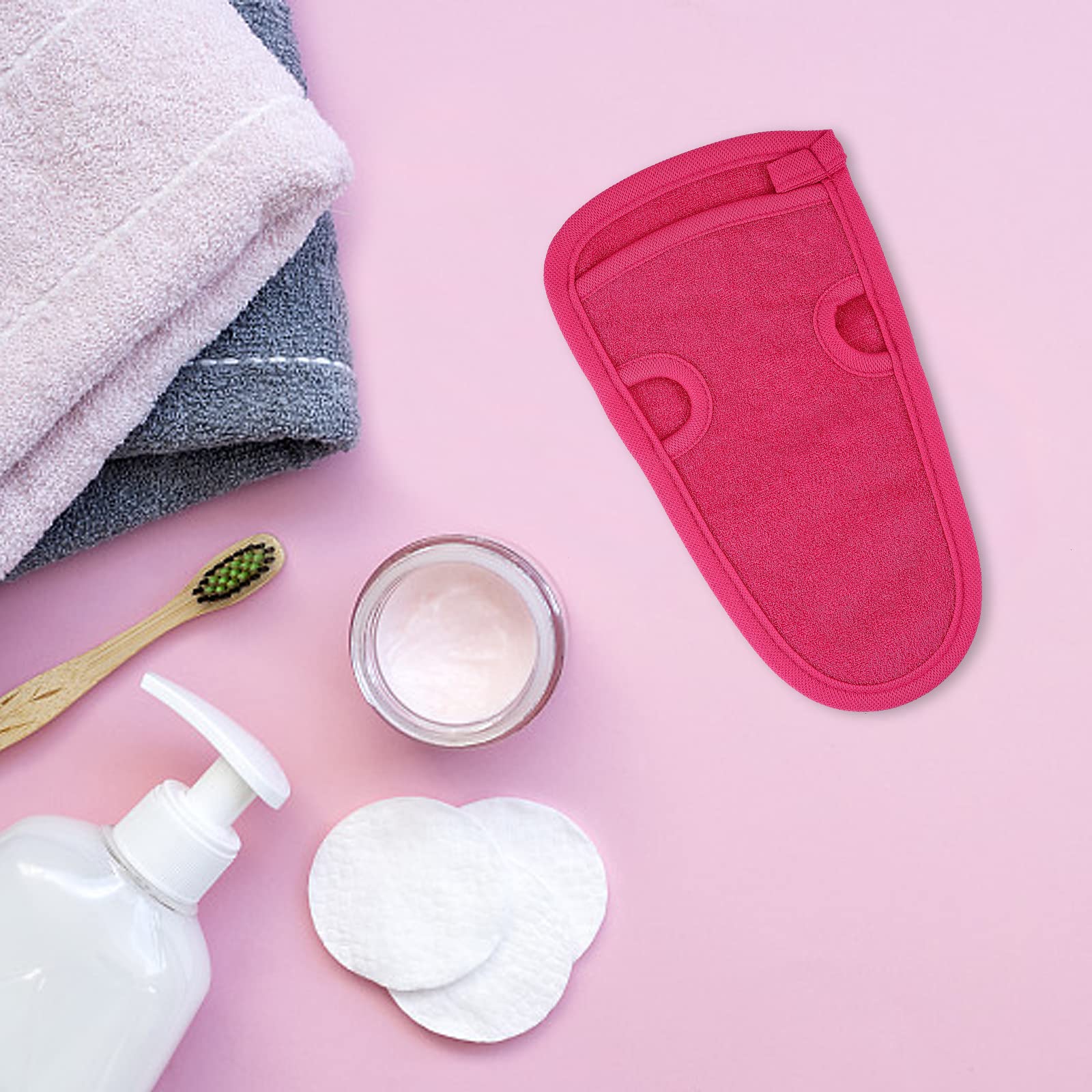 Exfoliating Body Scrub,Exfoliating Glove for Body Scrub,Shower Body Scrubber Gloves,Exfoliating Body & Face Dead Skin Remove,Exfoliating Body Scrubber for Men Women. Rose Red