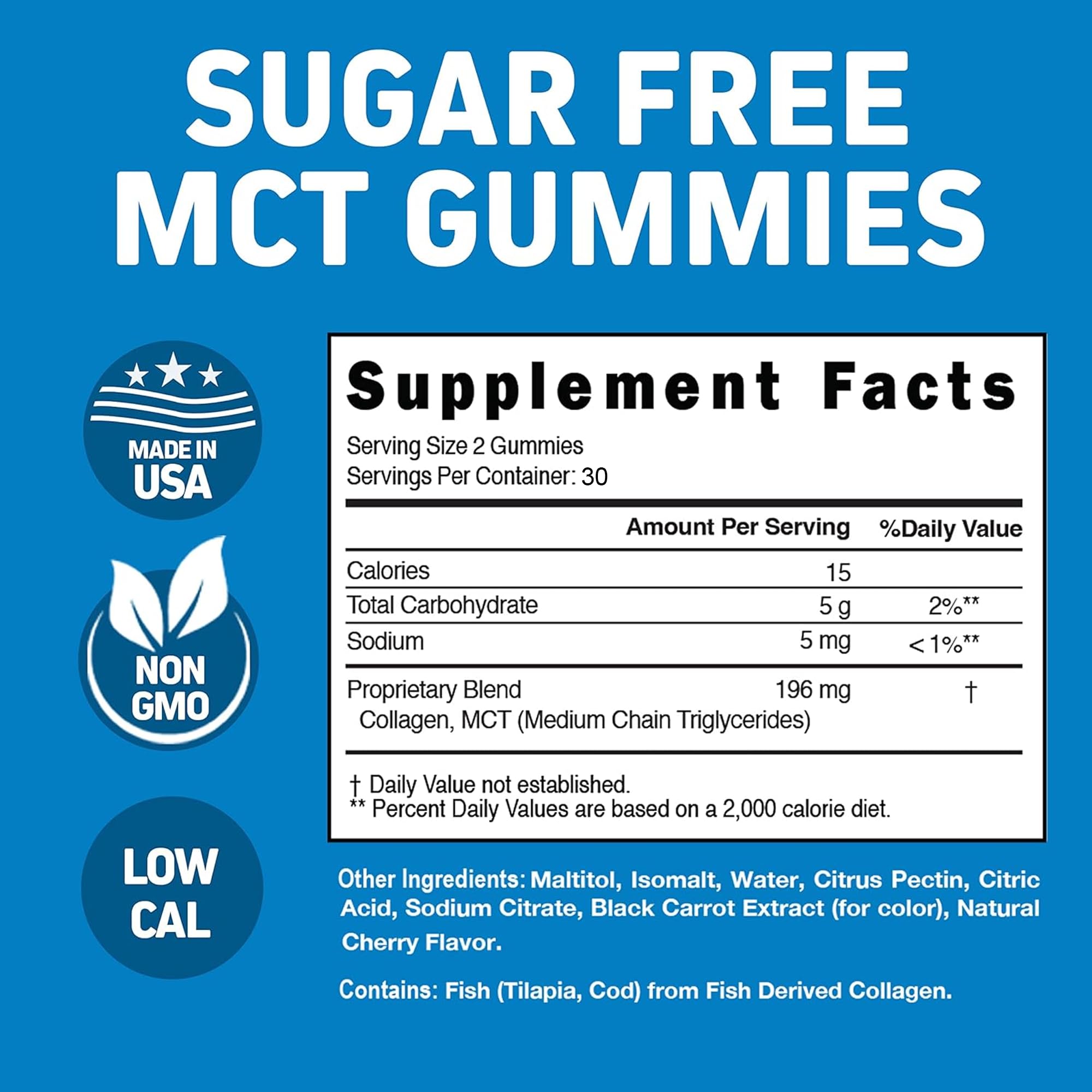 Herbtonics Keto Gummies with MCT + Collagen | Sugar Free MCT Oil Capsules | Anti Aging, Hair Growth, Skin Care & Strong Nails Protein Collagen Gummies | On-The-Go Keto Gummy