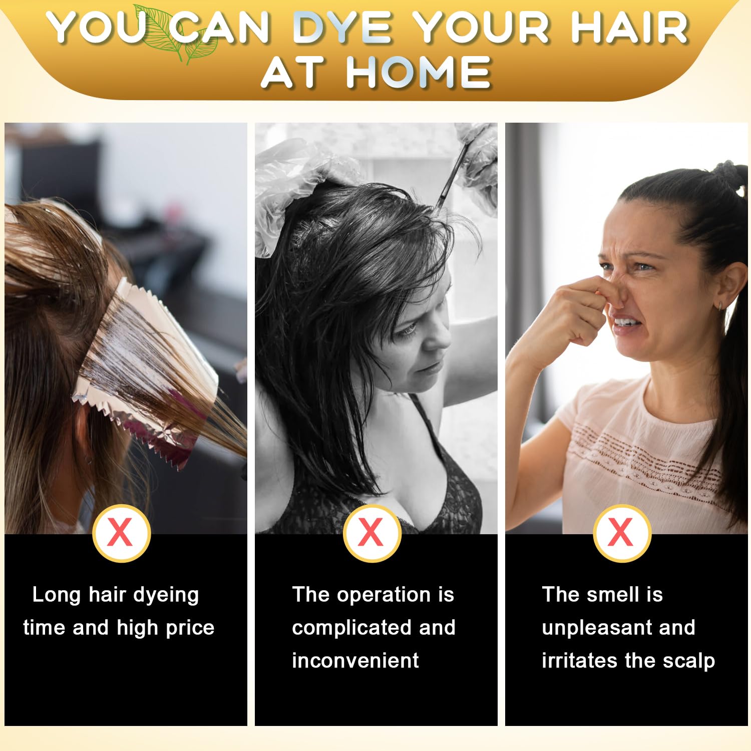 QWXPLD Hair Dye Shampoo 3 in 1, Herbal Ingredients Shampoo Black Hair Dye for Women Men, Grey Coverage Shampoo 16.9Fl Oz (Black)