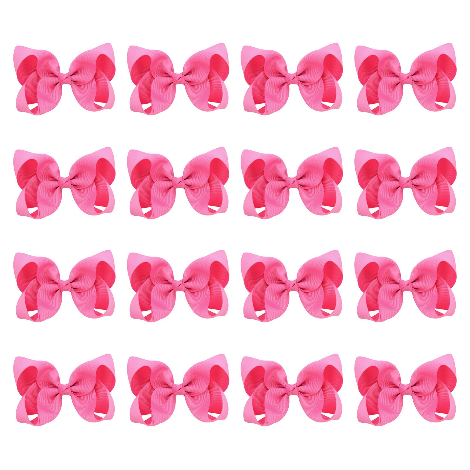 DEEKA 16 PCS 4 Hand-made Hair Bow Grosgrain Ribbon Solid Color Hair Bow Alligator Clips Hair Accessories for Little Teen Toddler Girls -Hot Pink