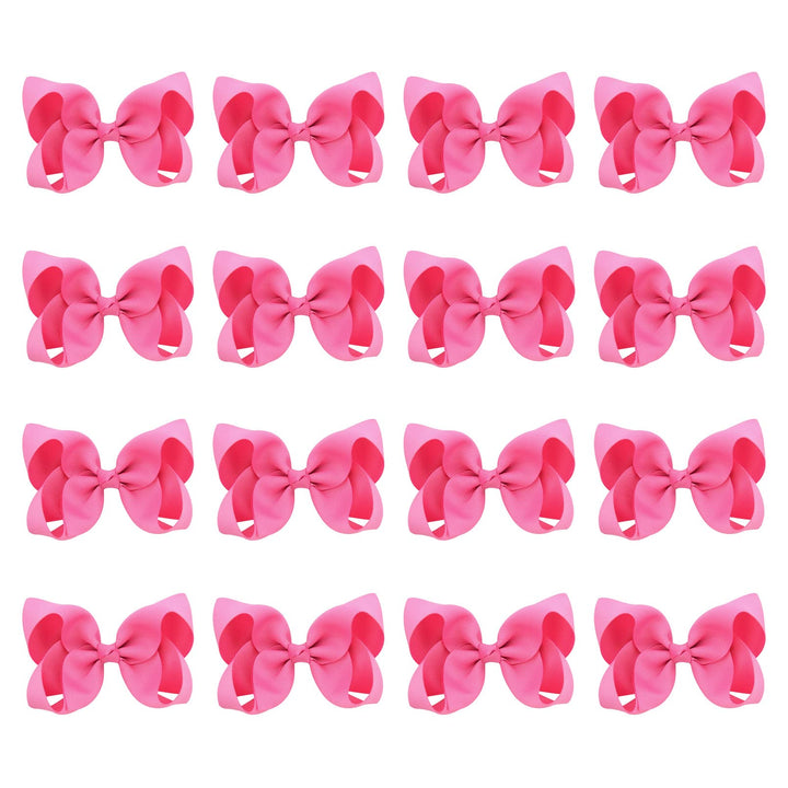 DEEKA 16 PCS 4 Hand-made Hair Bow Grosgrain Ribbon Solid Color Hair Bow Alligator Clips Hair Accessories for Little Teen Toddler Girls -Hot Pink