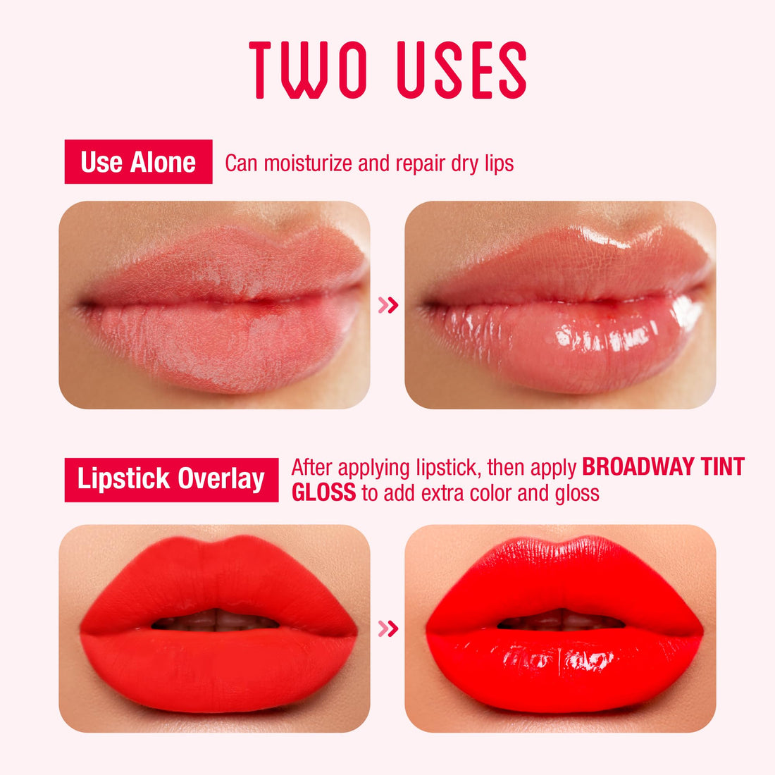 Ruby Kisses Broadway Vita-Lip Tinted Lip Gloss (6 Pack) Ultra-Hydrating & Soothing Formula with Vitamins, High-Shine Non-Sticky Lip Balm with Rosehip, Coconut, Jojoba Oil in 3 Pink & 3 Brown Shades