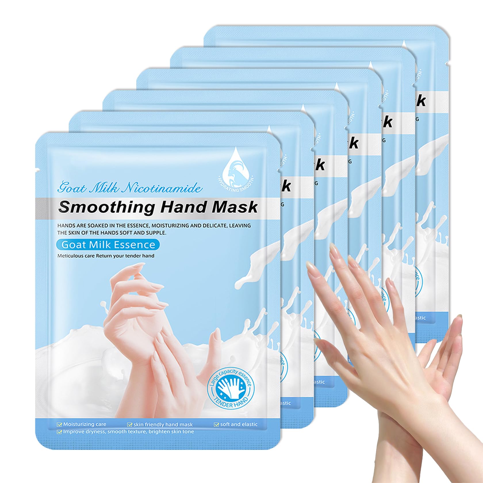 LZYLLS 6 Pairs Hand Masks Moisturizing Gloves, Hydrating Hand Mask Moisturizer Gloves Care for Dry Cracked Hands, Smooth Long Lasting Soft Firming Hand Mask Gift Set for Men Women(L