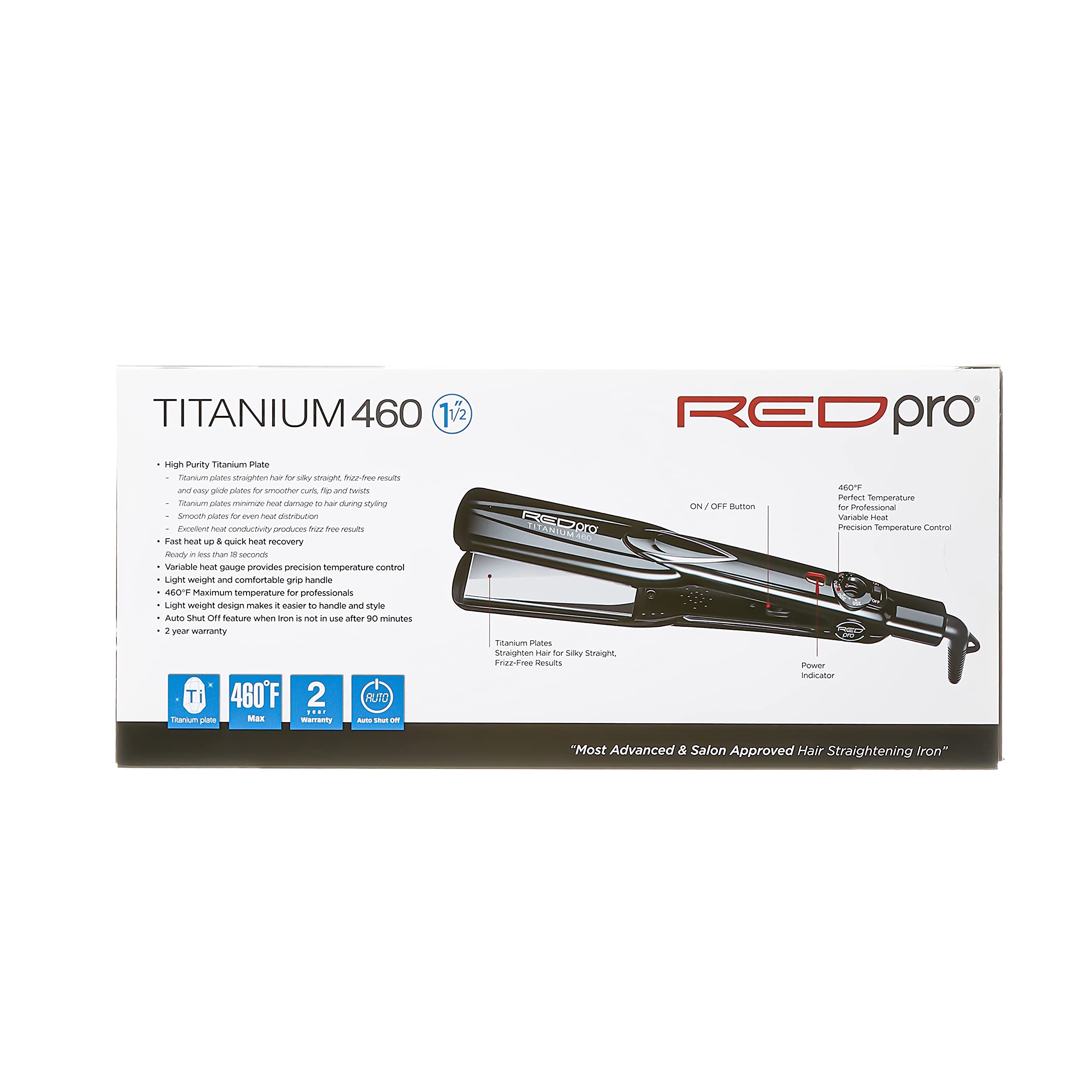 RED Pro Titanium 460 1-1/2 Inches Flat Iron (Model: FIP150N)