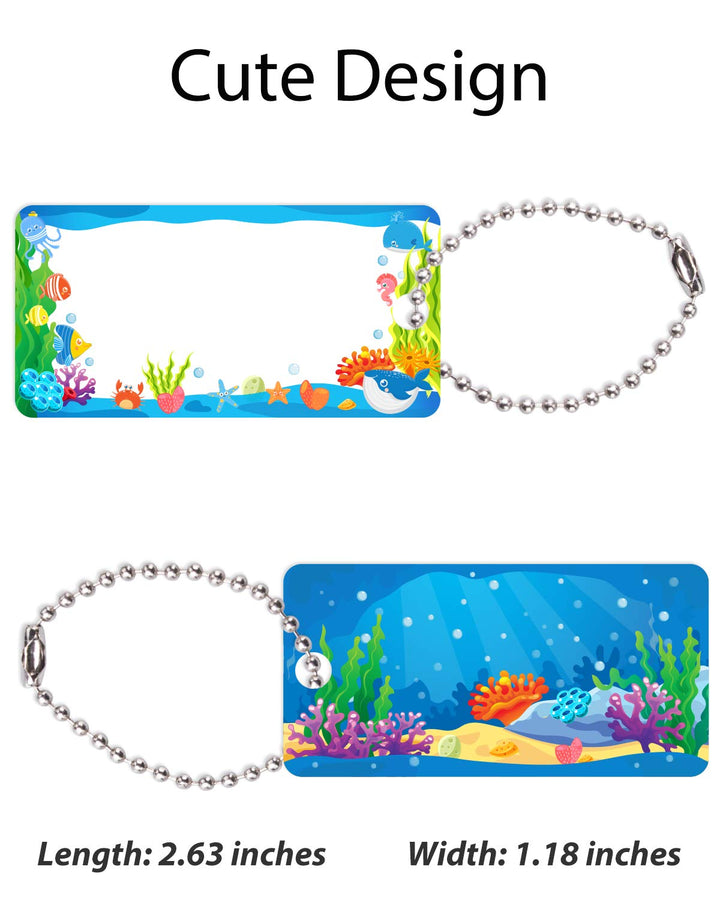 Child ID Bag Tags, Write-On Kids Name Tags for Backpack, Lunchbox & Diaper Bag, Great for Preschool & Daycare, Pack of 6 (Blue Ocean)