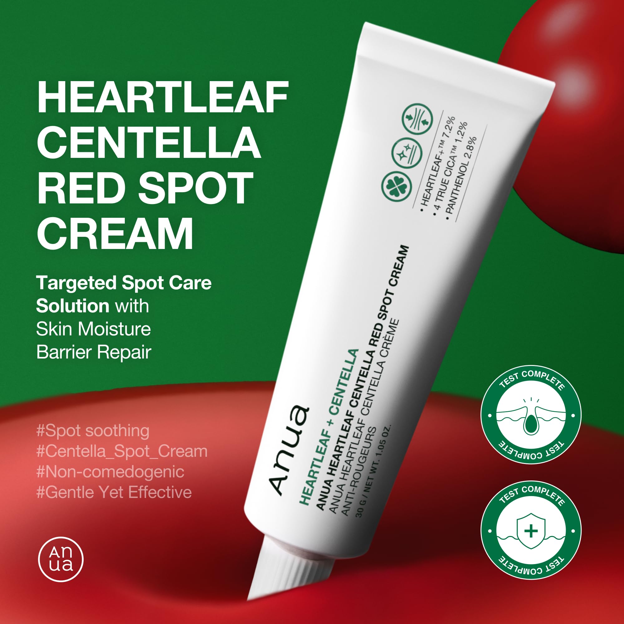 Anua Heartleaf Centella Red Spot Cream, Hydration Face Moisturizer for Skin Relief, Niacinamide, Centella, Panthenol, Spot Treatment for sensitive skin, Non-comedogenic, Korean Skincare (30g/1.05oz)