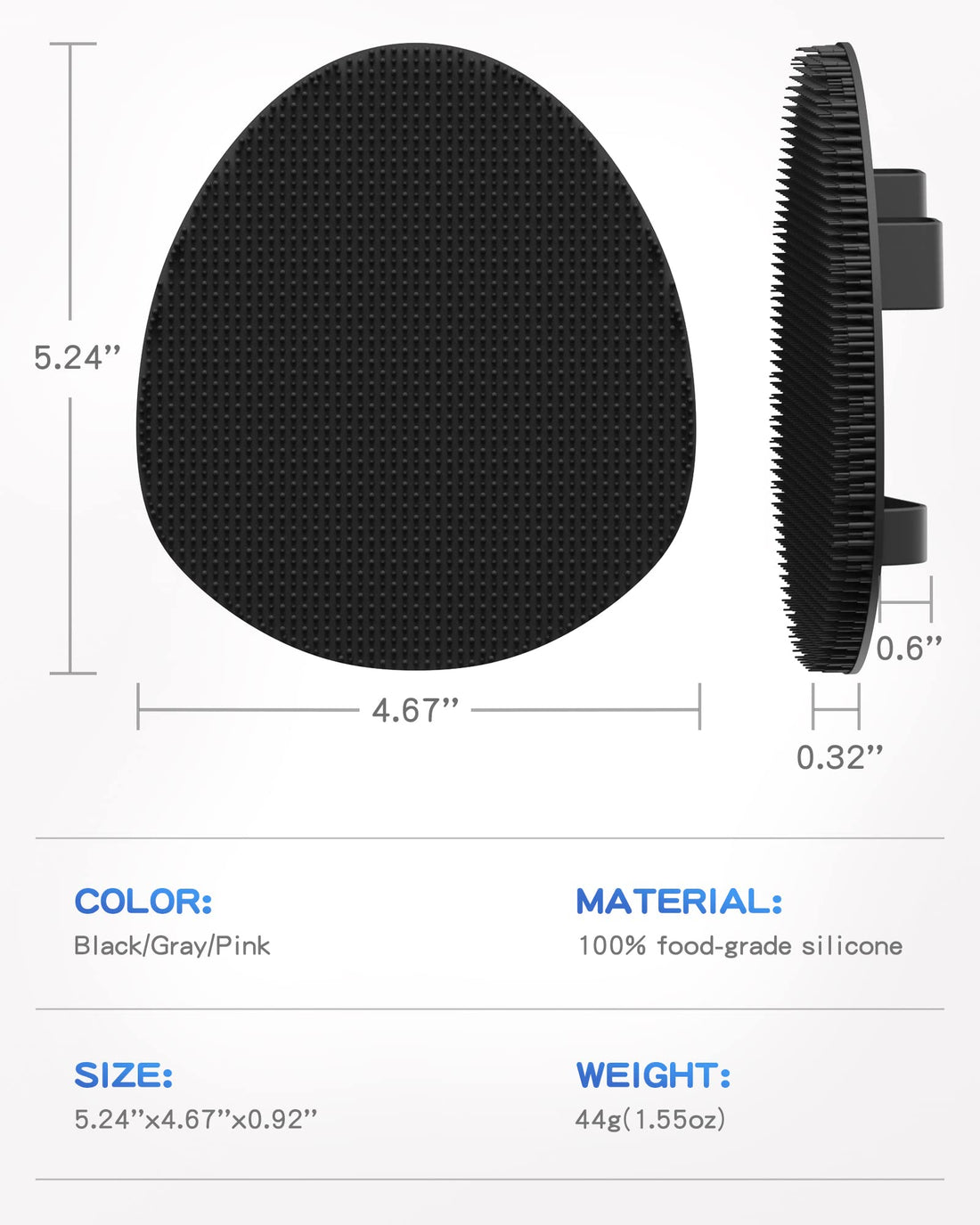 ManmiHealth Soft Silicone Shower Brush, Super-Lathering and Deep-Cleaning Body & Face Scrubber, Gentle Exfoliating Bath Glove for All Skin Types, with 2 Free Hooks.(Black + Pink)