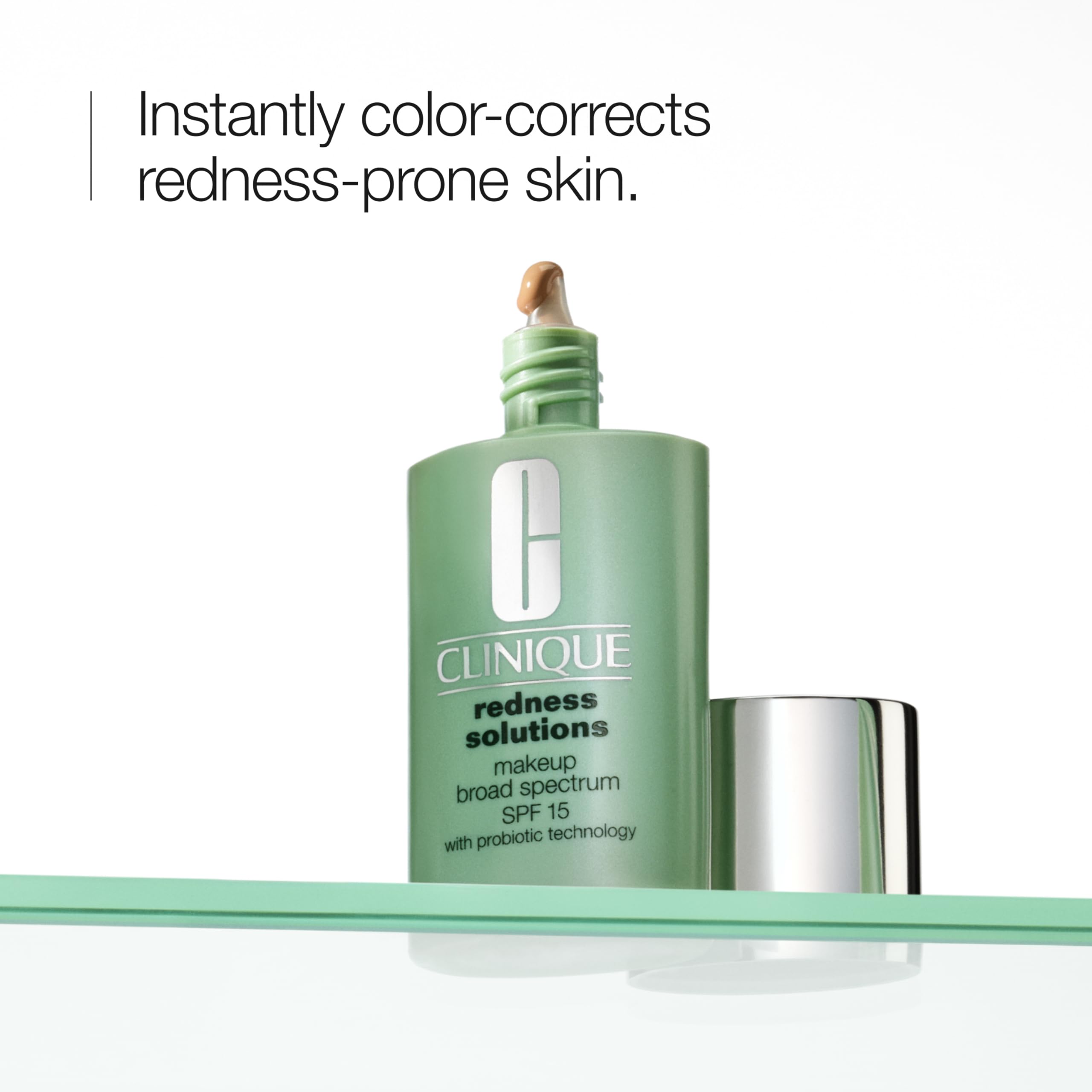 Clinique Redness Solutions Liquid Foundation Makeup Broad Spectrum SPF 15 With Probiotic Technology For Redness-Prone Skin| Medium Coverage + Natural Finish, Calming Alabaster