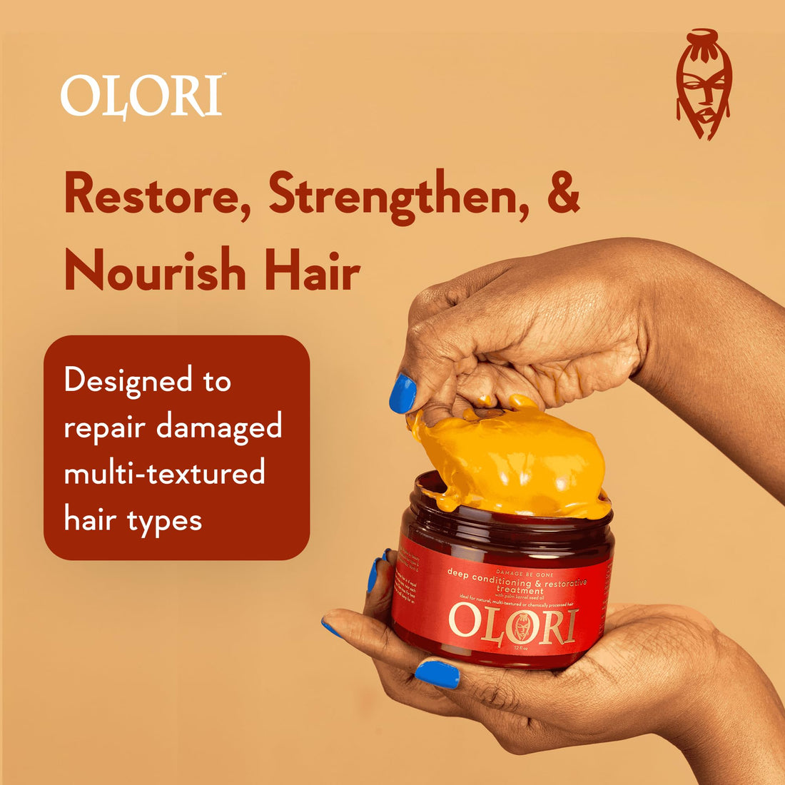 Olori Deep Conditioner for Dry Damaged Hair | Hydrating Hair Treatment with African with Palm Kernel Seed Oil (Batana Oil) | Intense Mask for Curly & Textured Restoration