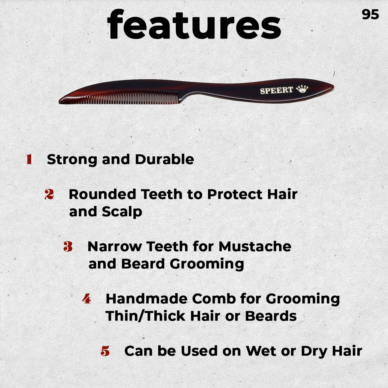 Hand-made tortoise mustache comb #95