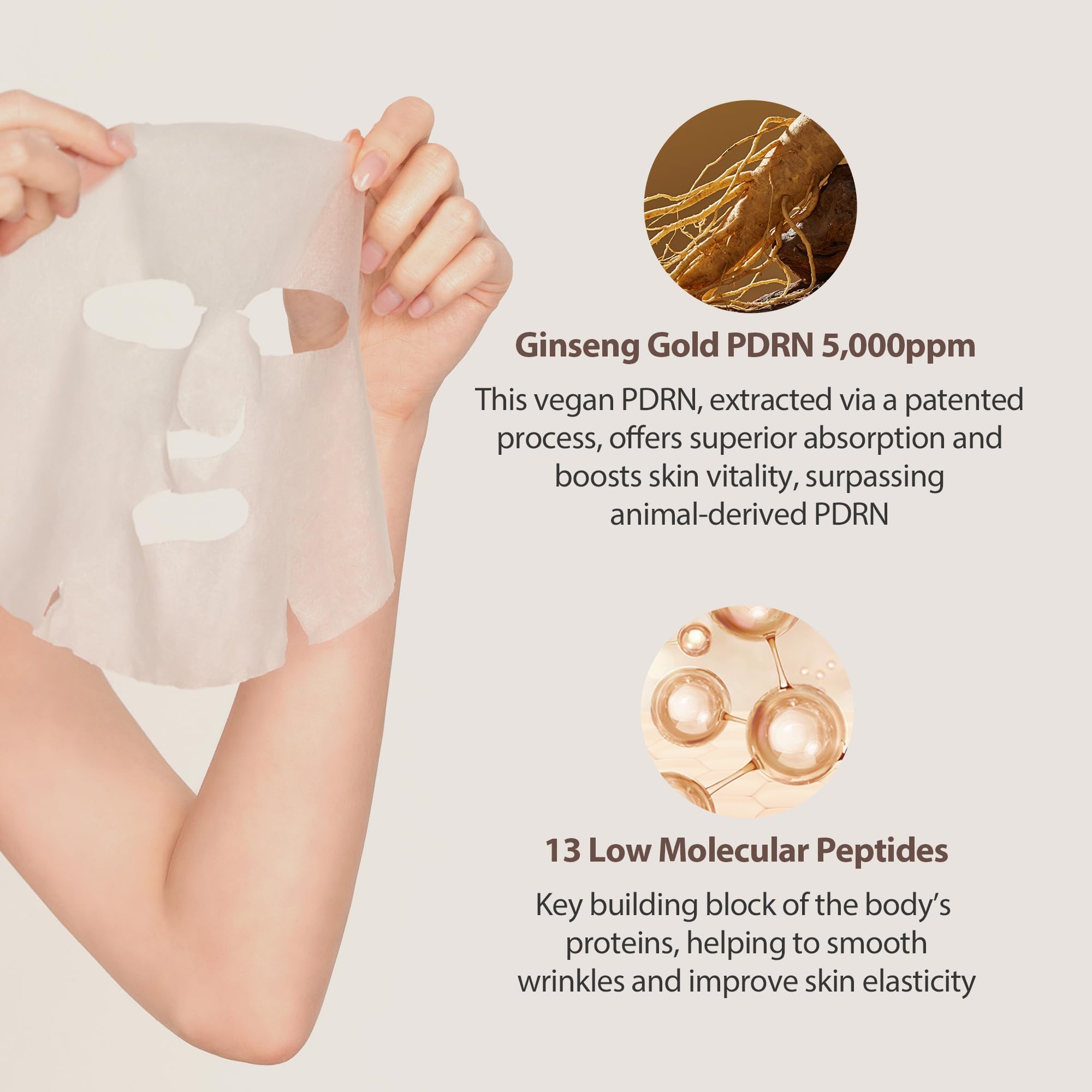MILKTOUCH Gold PDRN Daily Mask, Korean Ginseng Serum, Nourishing Anti Aging Korean Face Sheet Masks Pack for Mature Skin, Firming Tightening Lifting Loose Saggy Skin Wrinkle Fine Line Kbeauty 30pcs