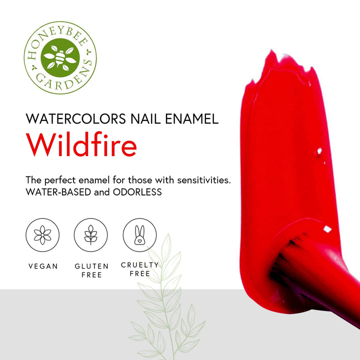Honeybee Gardens: Watercolors Odorless Non-Toxic Gluten Free Long Lasting Nail Enamel, Wildfire, 0.5 oz