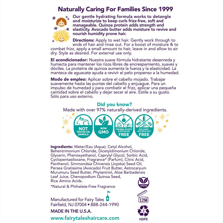 Fairy Tales Curly Q Kids Conditioner - Hydrating for Curly and Multi-Cultural Hair Types, Paraben-Free, Sulfate-Free, Gluten-Free, Nut-Free - 32 oz