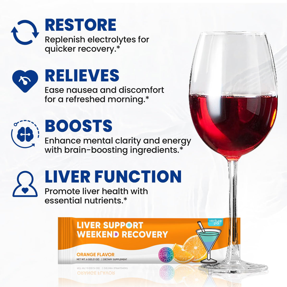 Venture Pal Liver Support Sugar Free Electrolyte Powder Packets, Milk Thistle + Ginger & Turmeric + L-Theanine + 5 Vitamins & 7 Electrolytes, Rapid Rehydration&Weekend Recovery Gluten Free, 12 Sticks
