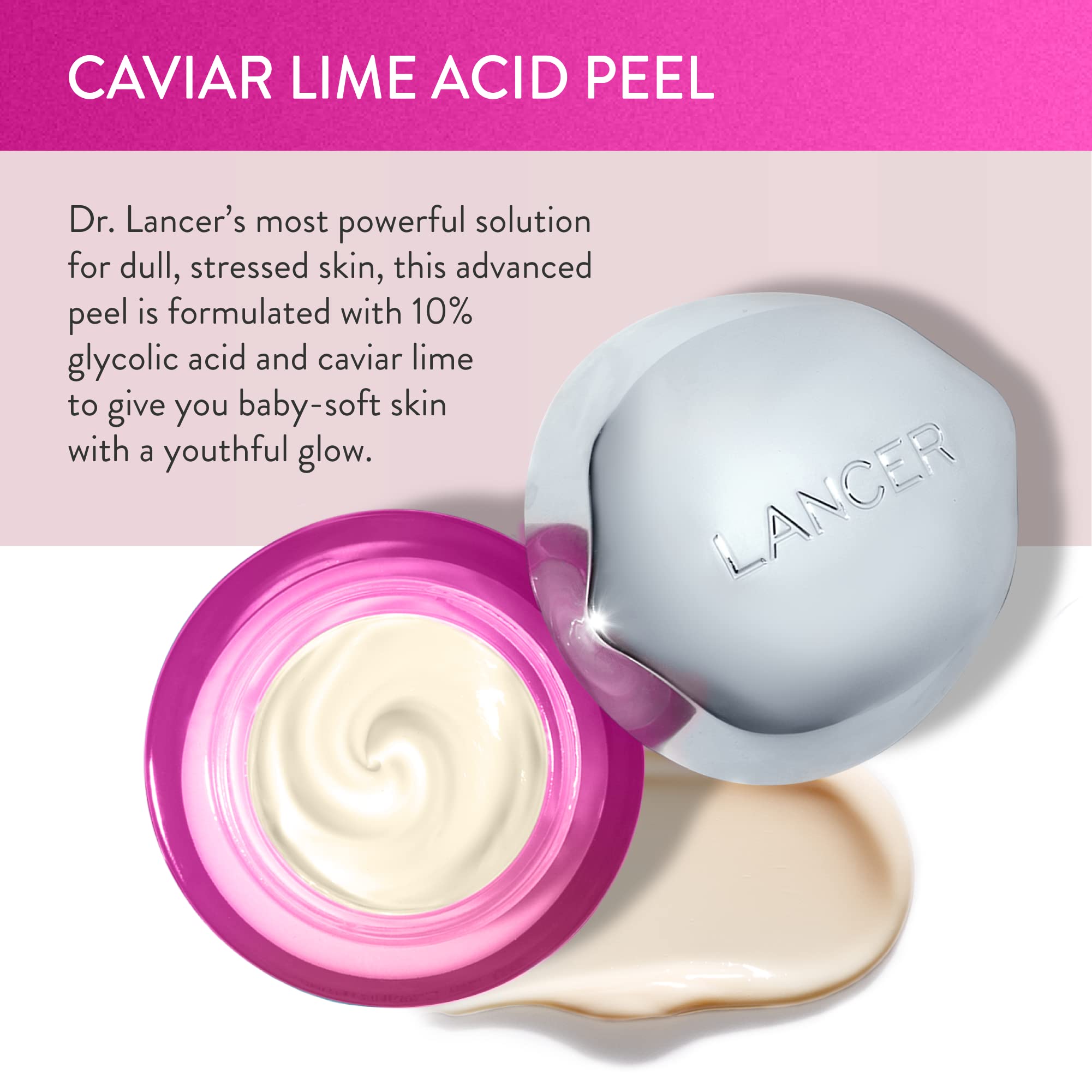 Caviar Lime Acid Peel, 1.7 FL OZ, Dr. Lancer Dermatology Skincare, Formulated with 10% Glycolic Acid and 10% Phytic Acid, Pineapple and Papaya Fruit Enzymes, Use 1 to 2 Times Weekly