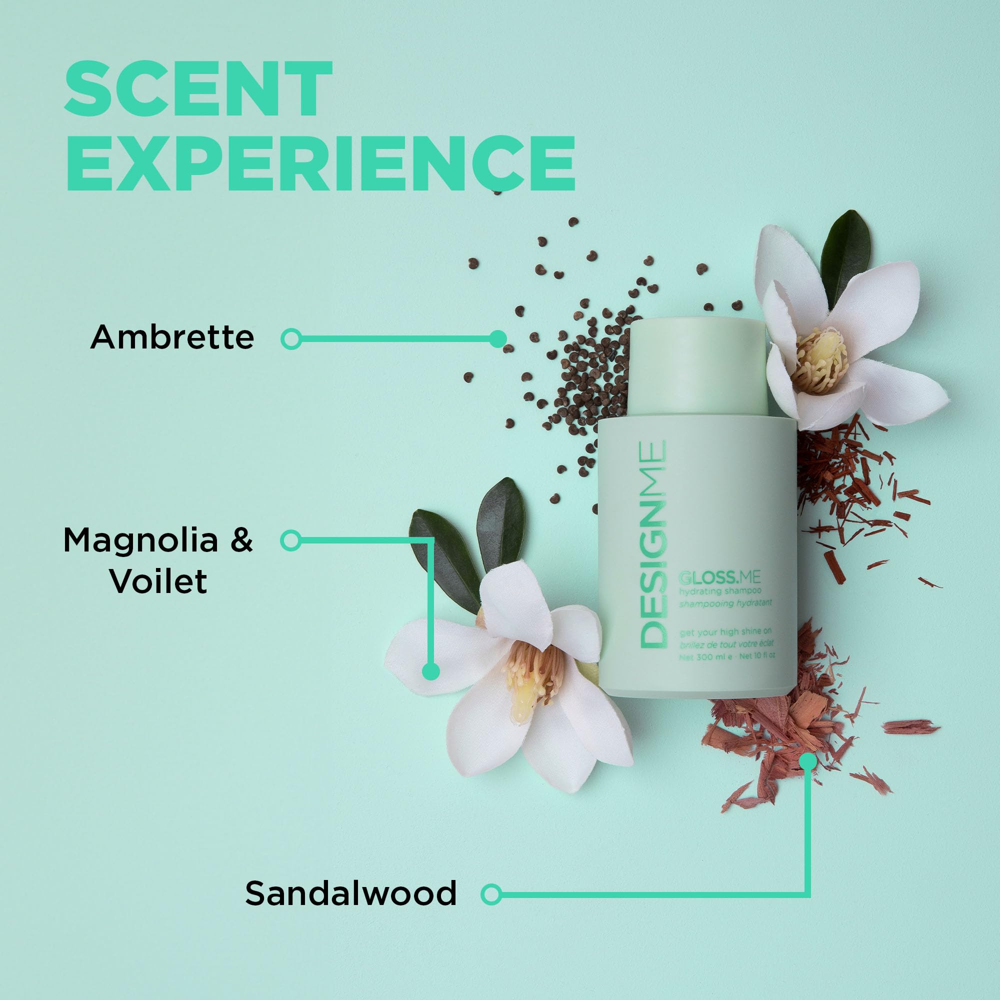 Design.Me GLOSS.ME Hydrating Shampoo | With Hemp & Argan Oil | Adds Softness & Shine | Straight, Wavy, or Curly Hair Shampoo | Sulfate-Free & Color-Safe Moisturizing Shampoo for Dry Hair, 10 Fl Oz