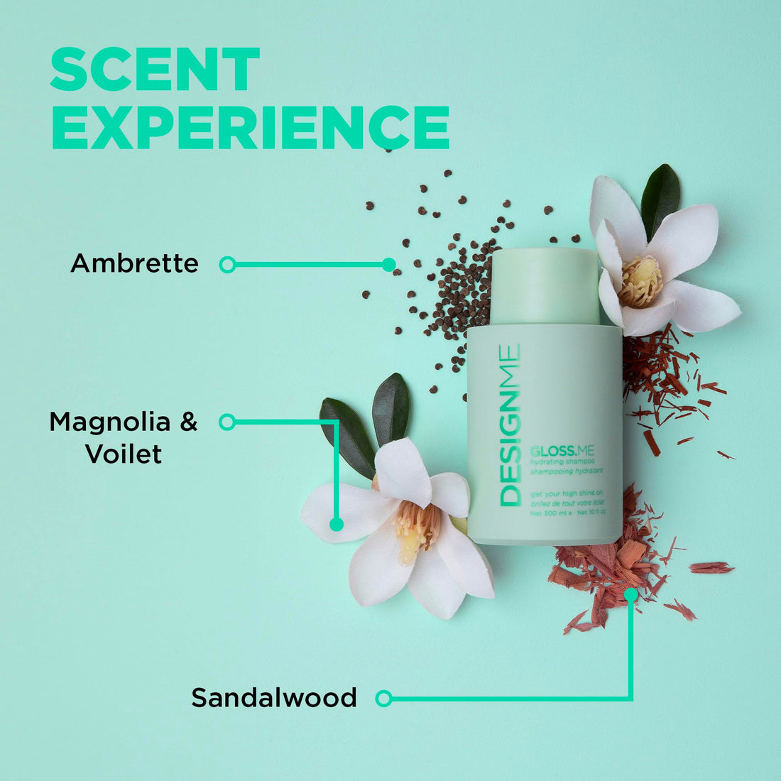 Design.Me GLOSS.ME Hydrating Shampoo | With Hemp & Argan Oil | Adds Softness & Shine | Straight, Wavy, or Curly Hair Shampoo | Sulfate-Free & Color-Safe Moisturizing Shampoo for Dry Hair, 10 Fl Oz