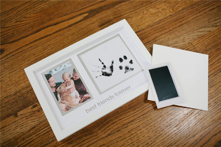 Pearhead Baby and Pet Best Friends Forever Keepsake Frame, Babyprint and Pawprint Frame, Gender-Neutral Baby Nursery Décor, Baby Accessory for New and Expecting Parents, White