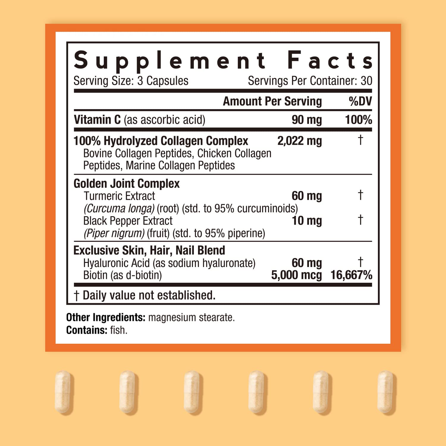 Doctor's Recipes Multi Collagen Peptides with Golden Turmeric, Vitamin C, Biotin, Hyaluronic Acid & Black Pepper, Collagen Supplements for Skin, Hair, Nail & Joint, Collagen for Women and Men, 90 Caps