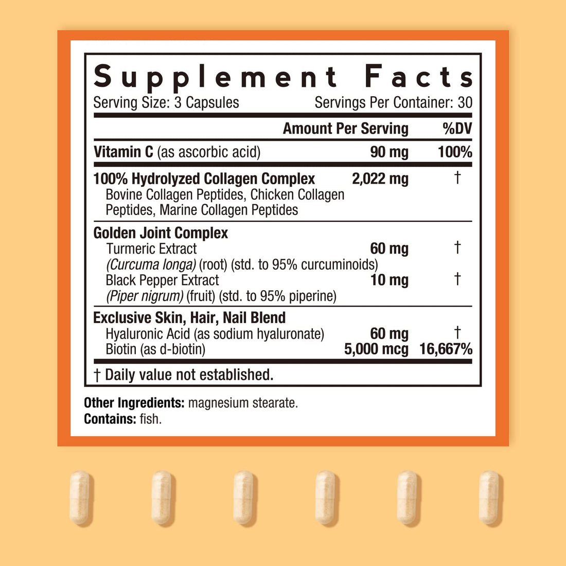 Doctor's Recipes Multi Collagen Peptides with Golden Turmeric, Vitamin C, Biotin, Hyaluronic Acid & Black Pepper, Collagen Supplements for Skin, Hair, Nail & Joint, Collagen for Women and Men, 90 Caps