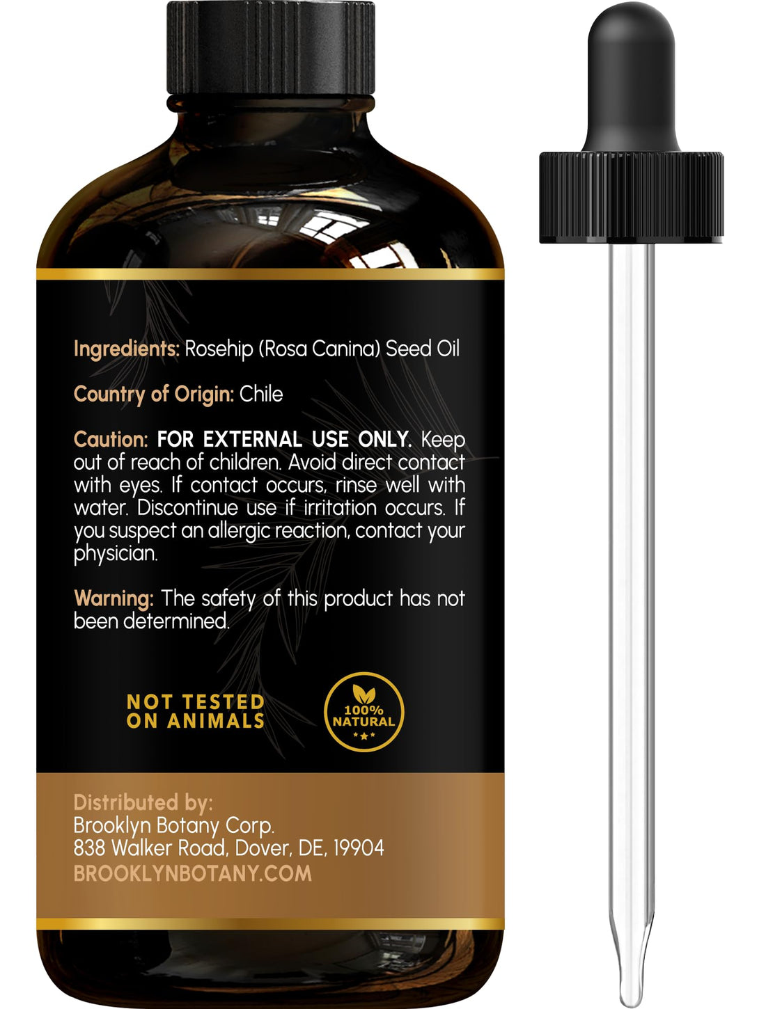 Brooklyn Botany Rosehip Oil for Face, Skin and Hair - 100% Pure and Natural Rosehip Seed Oil - Use as Carrier Oil for Essential Oils, Aromatherapy Oil, Massage Oil, Body Oil - 1 Fl Oz