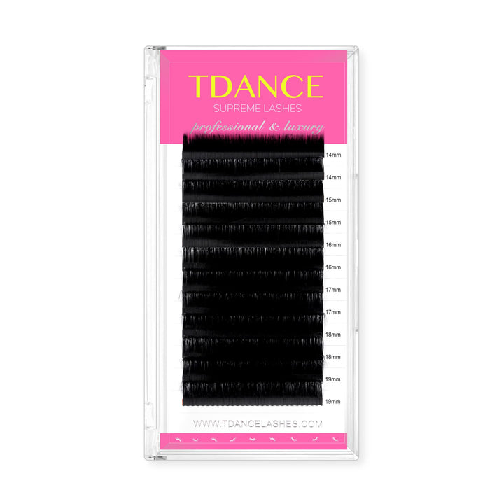 TDANCE Premium D Curl 0.18mm Thickness Semi Permanent Individual Eyelash Extensions Silk Classic Lashes Professional Salon Use Mixed 14-19mm Length In One Tray (D-0.18,14-19mm)