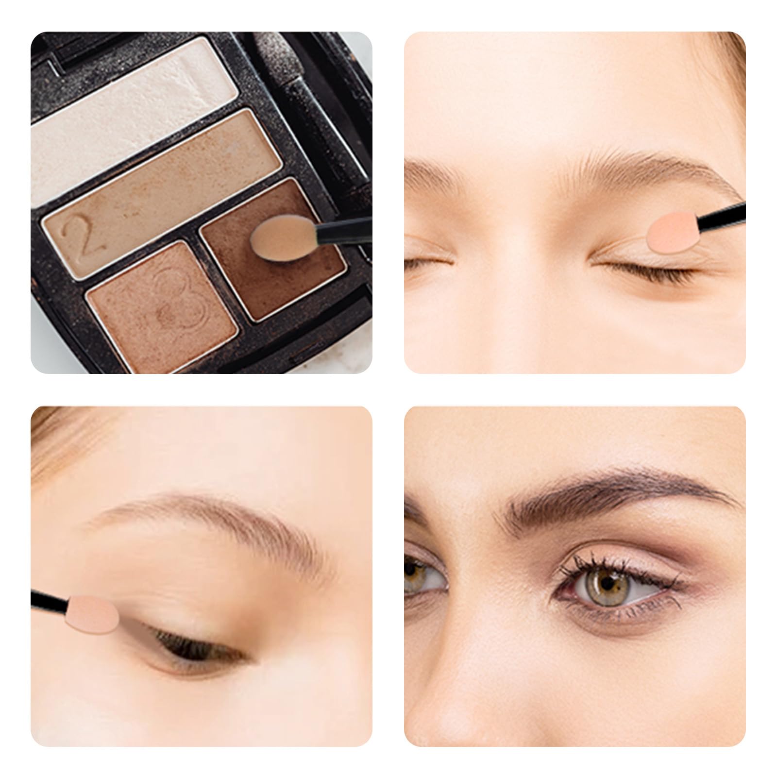 Juxiamal 50pcs Disposable Dual Sided Eyeshadow Brushes, Eye Shadow Applicator Sticks, Soft and Comfortable Sponge Tipped Eye Make up Applicators