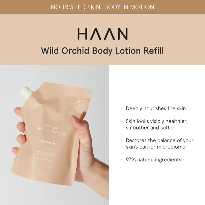 HAAN Moisturizing Body Lotion For Men and Women | Healthier, Smoother, and Softer Skin | Paraben & Silicon Free | Hydrating Body Lotion for all skin types. Wild Orchid - Refill (8.5 Fl. Oz.)