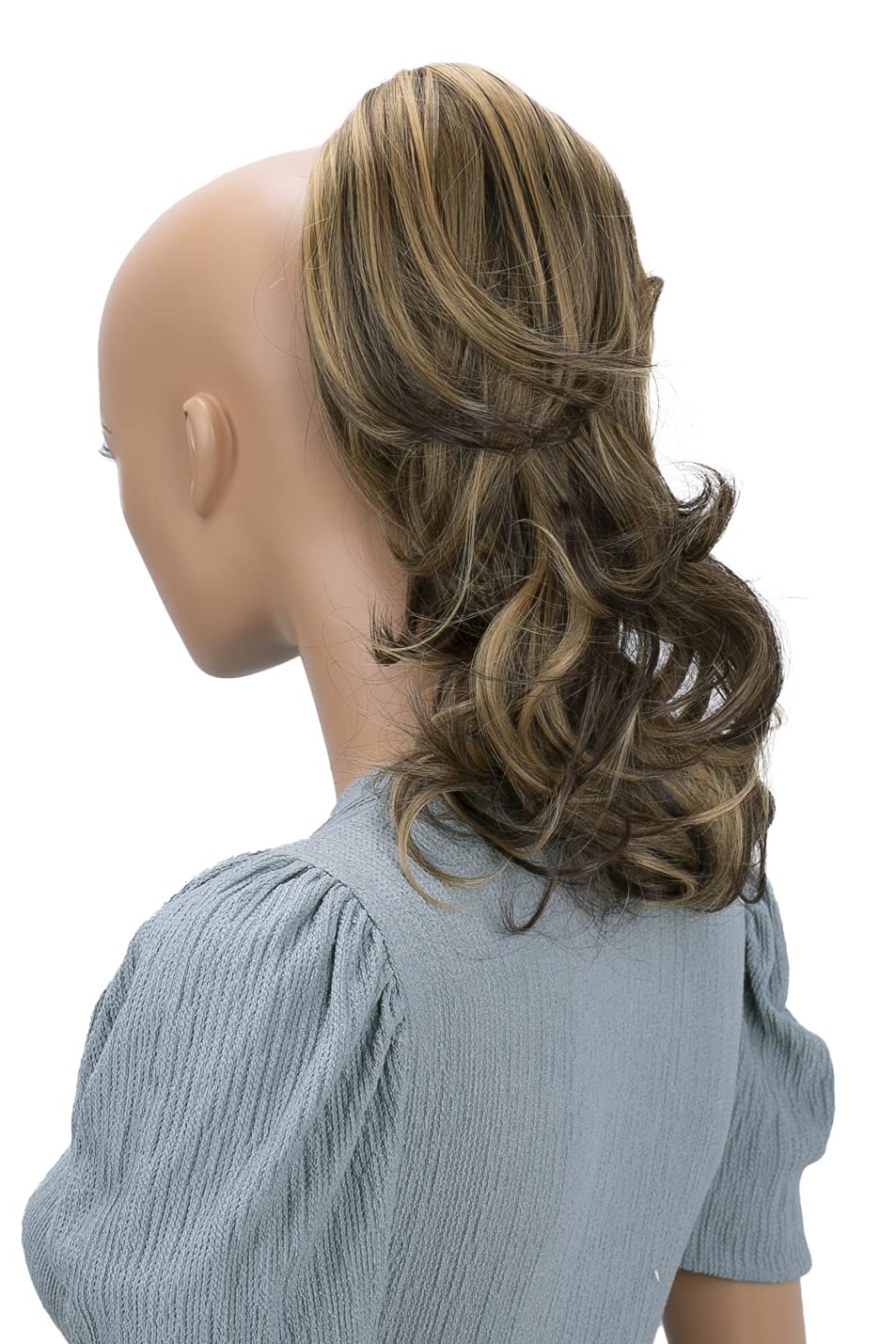 Brown mix # 4H27 H60C : PRETTYSHOP 14 & 110g Hair Piece Ponytail Extension Straight Light Curled Nature Looking Heat-Resisting Different Colors (dark brown mix H60C_4H27)