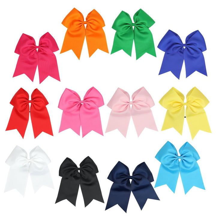 8 Inch Cheerleader Bows Ponytail Holder Cheerleading Bows Hair Tie(Royal Blue)