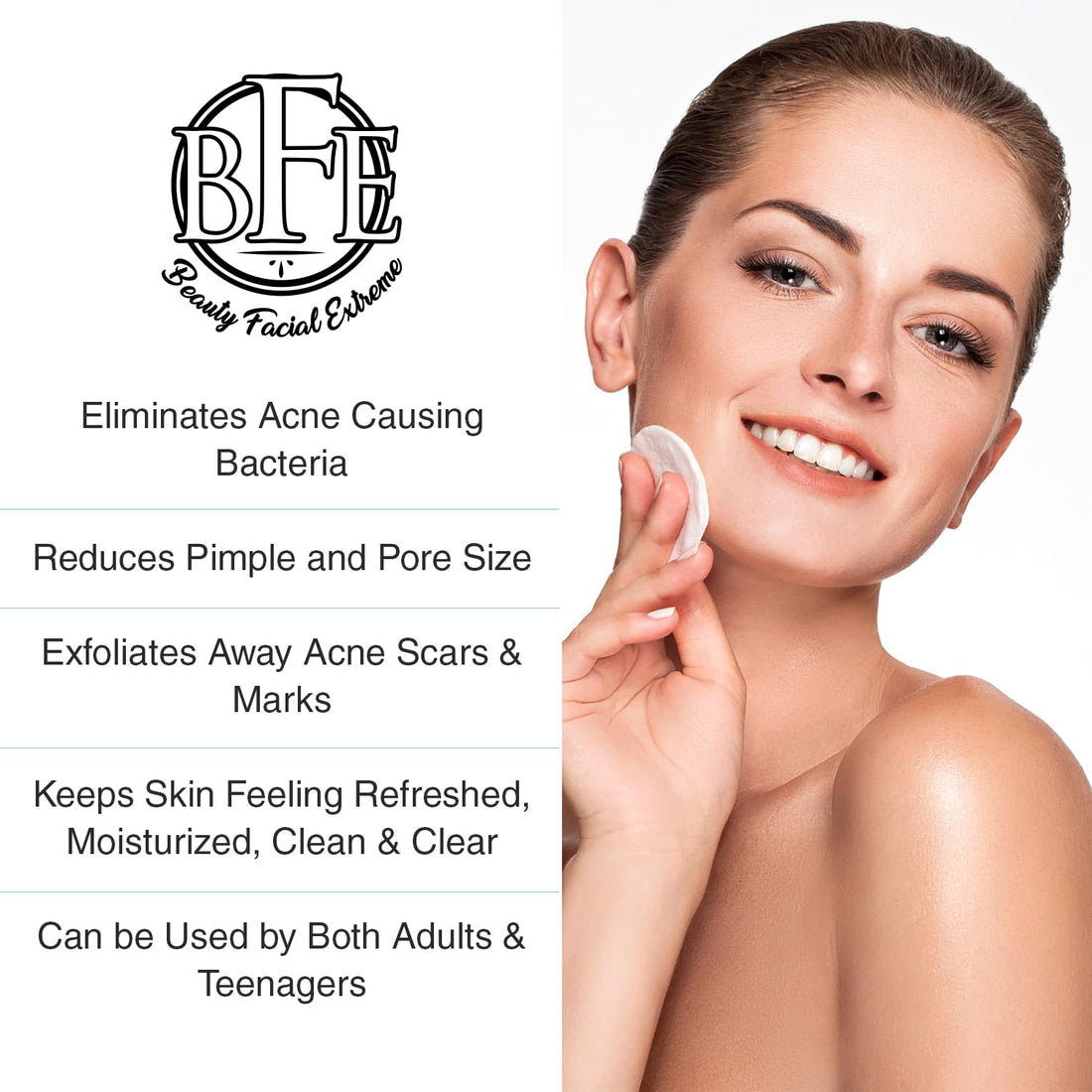 Acne Treatment Pads- Eliminates Cystic Breakouts, Oily Skin & Clogged Pores. Clear Pimple, Whitehead, Blackhead, Dark Spots & Improve Skin Texture.