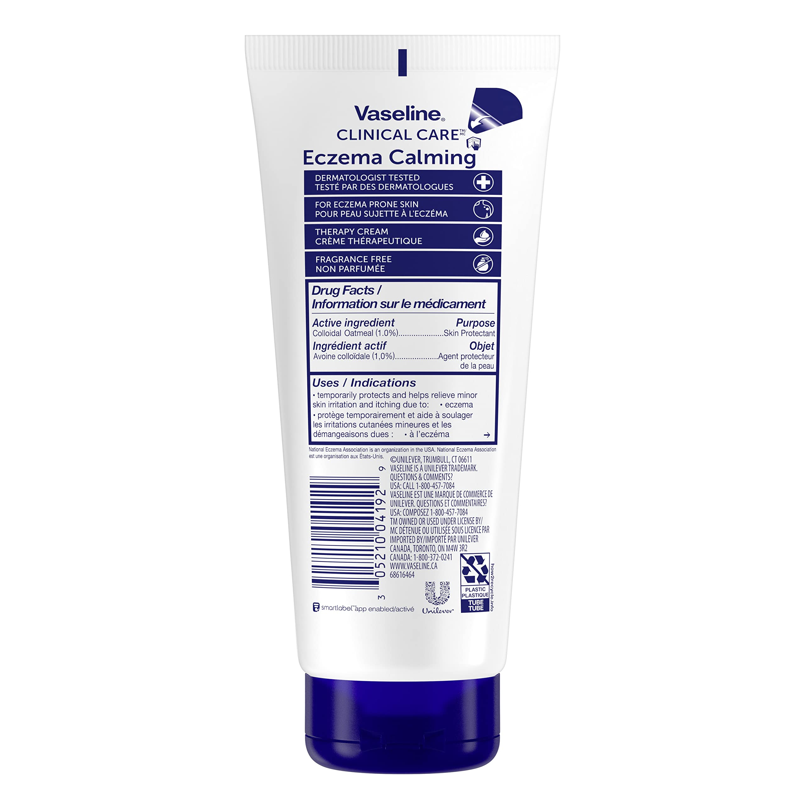 Vaseline Eczema Lotion, Calming Therapy Cream 2-Pack with Colloidal Oatmeal + Original Vaseline Lip Therapy for Dry Lips with Petroleum Jelly (3 Piece Set)