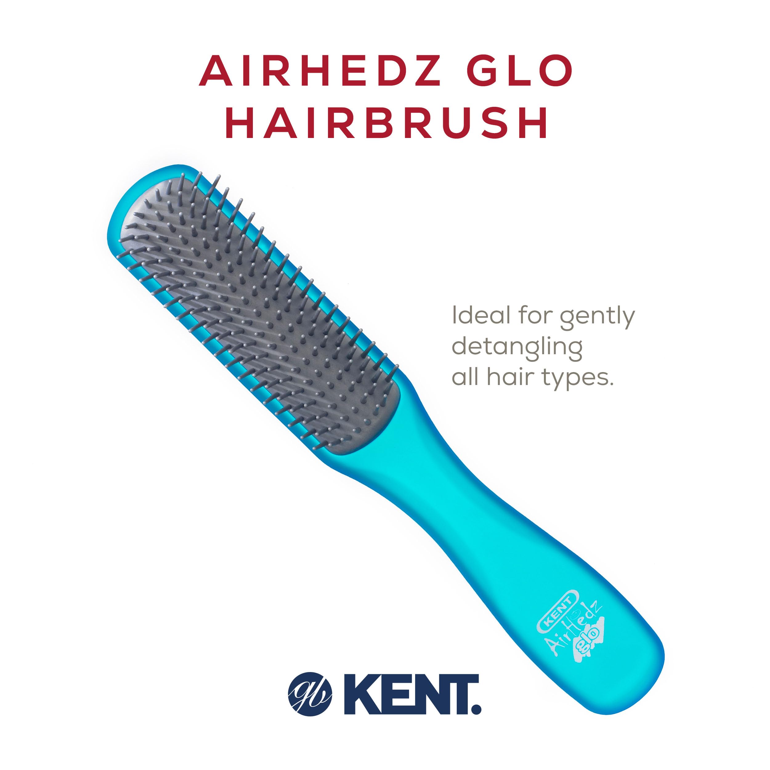 Kent AirHedz Glo Flat 9 Row Brush Aqua Blue