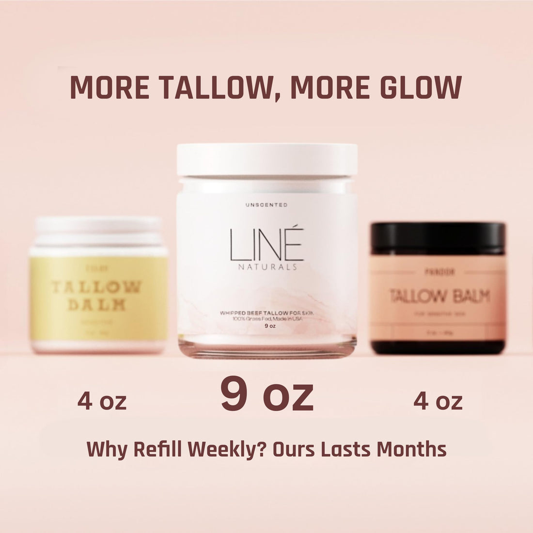 Liné Naturals Whipped Beef Tallow for Skin - 100% Pure, Grass Fed Tallow Moisturizer for Face and Body - Organic Honey Beef Balm for Sensitive Skin - Quick Absorbing Hydration (Sweet Citrus)