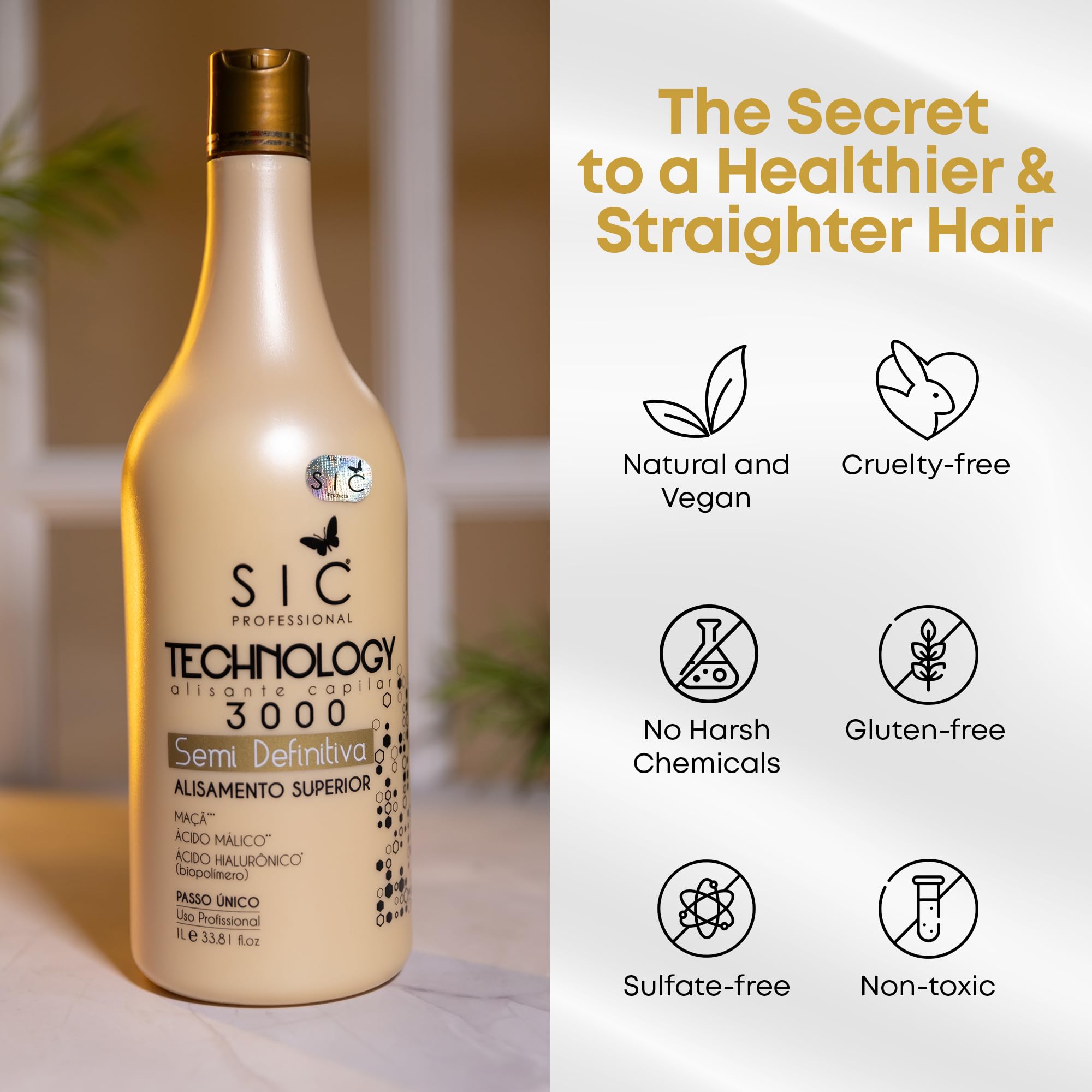 SIC Technology 3000 Brazilian Keratin Treatment (250 Ml) - Professional Hair Smoothing with Murumuru Butter & Currant Seed Oil for Long-Lasting, Frizz-Free, Silky Hair