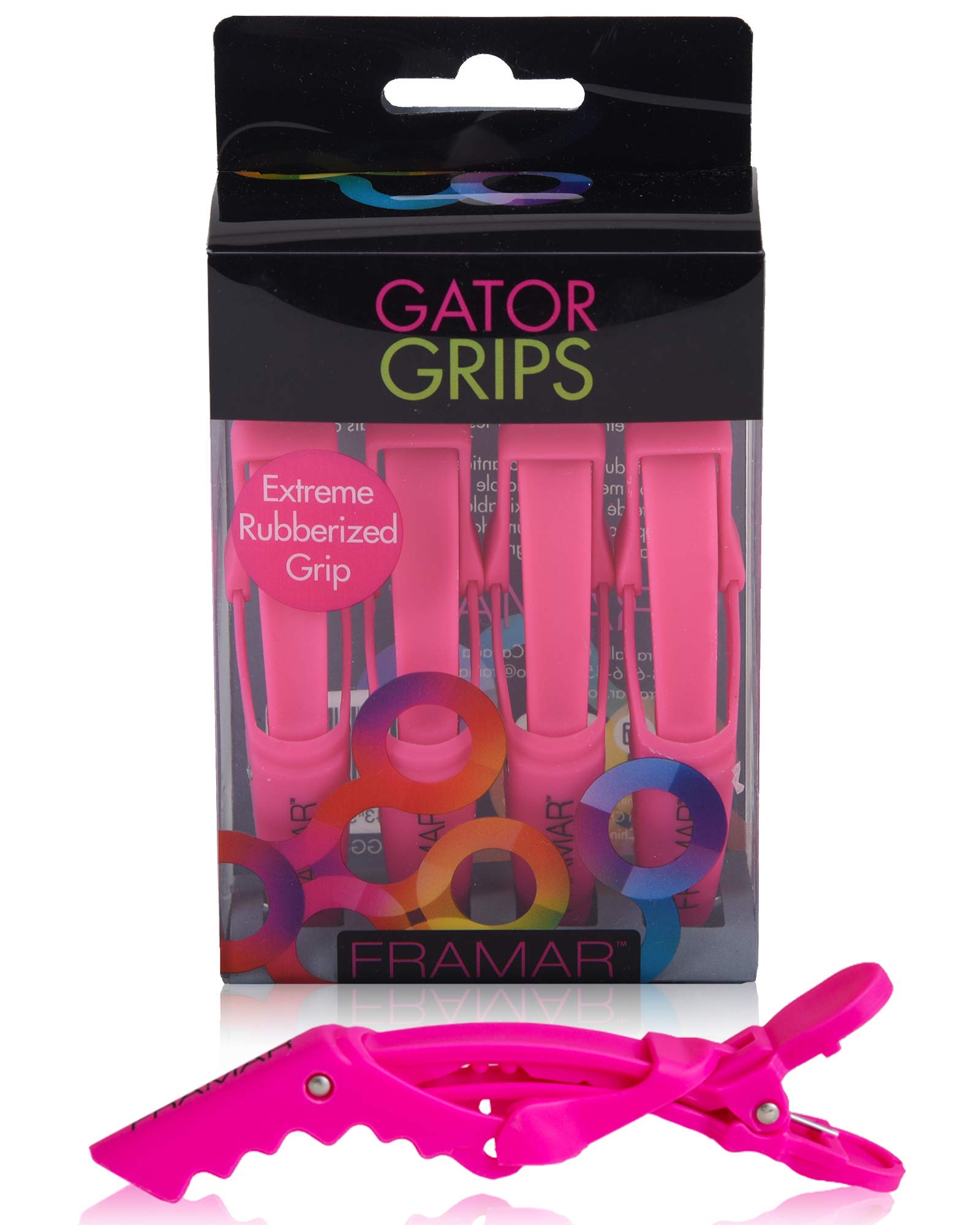 Framar Rubberized Jaw Clips Pink - 4 Pack
