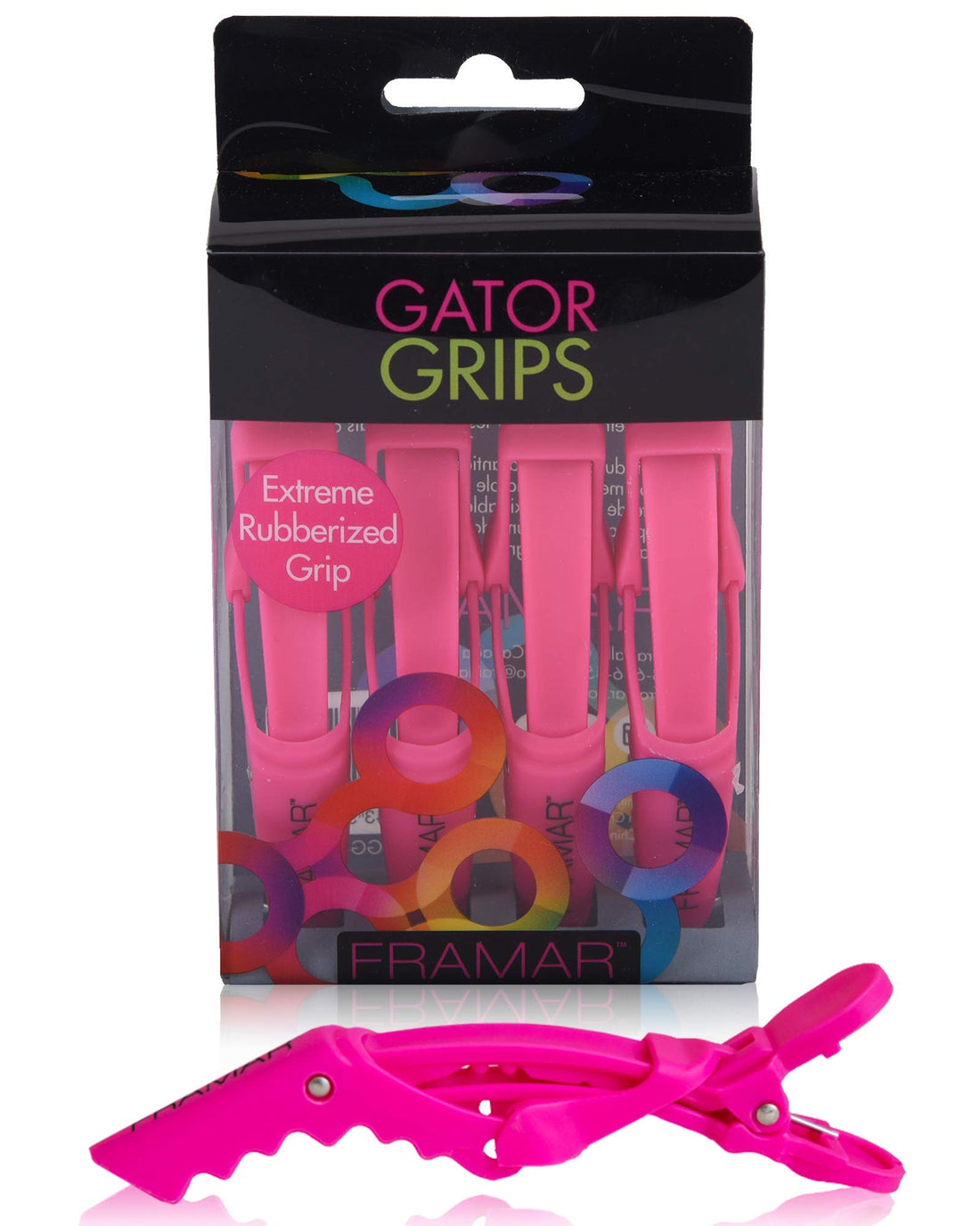 Framar Rubberized Jaw Clips Pink - 4 Pack