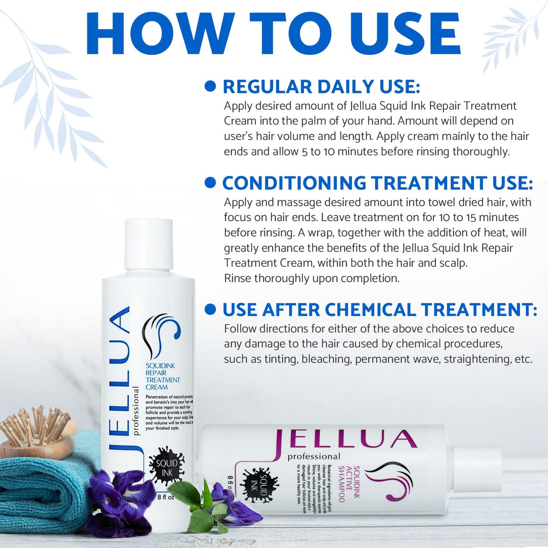 Jellua Squidink Active Shampoo and Repair Treatment Cream 8.0 Oz Duo