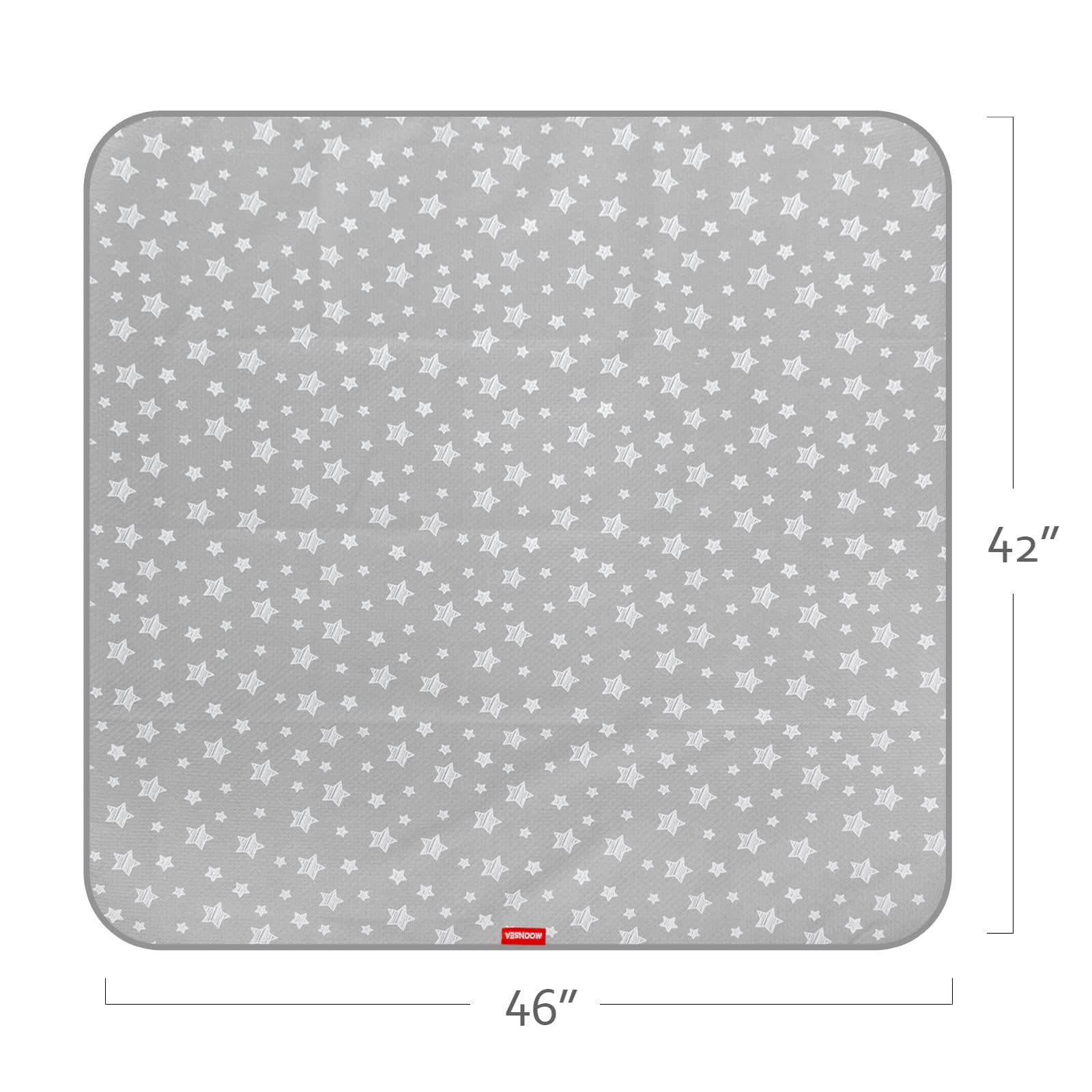 Splat Mat for Under High Chair, Non Slip Waterproof Mealtime Floor Mats Washable Portable Picnic Splash Mat for Baby Art/Craft/Playtime, 42X46 Inch - Grey Star