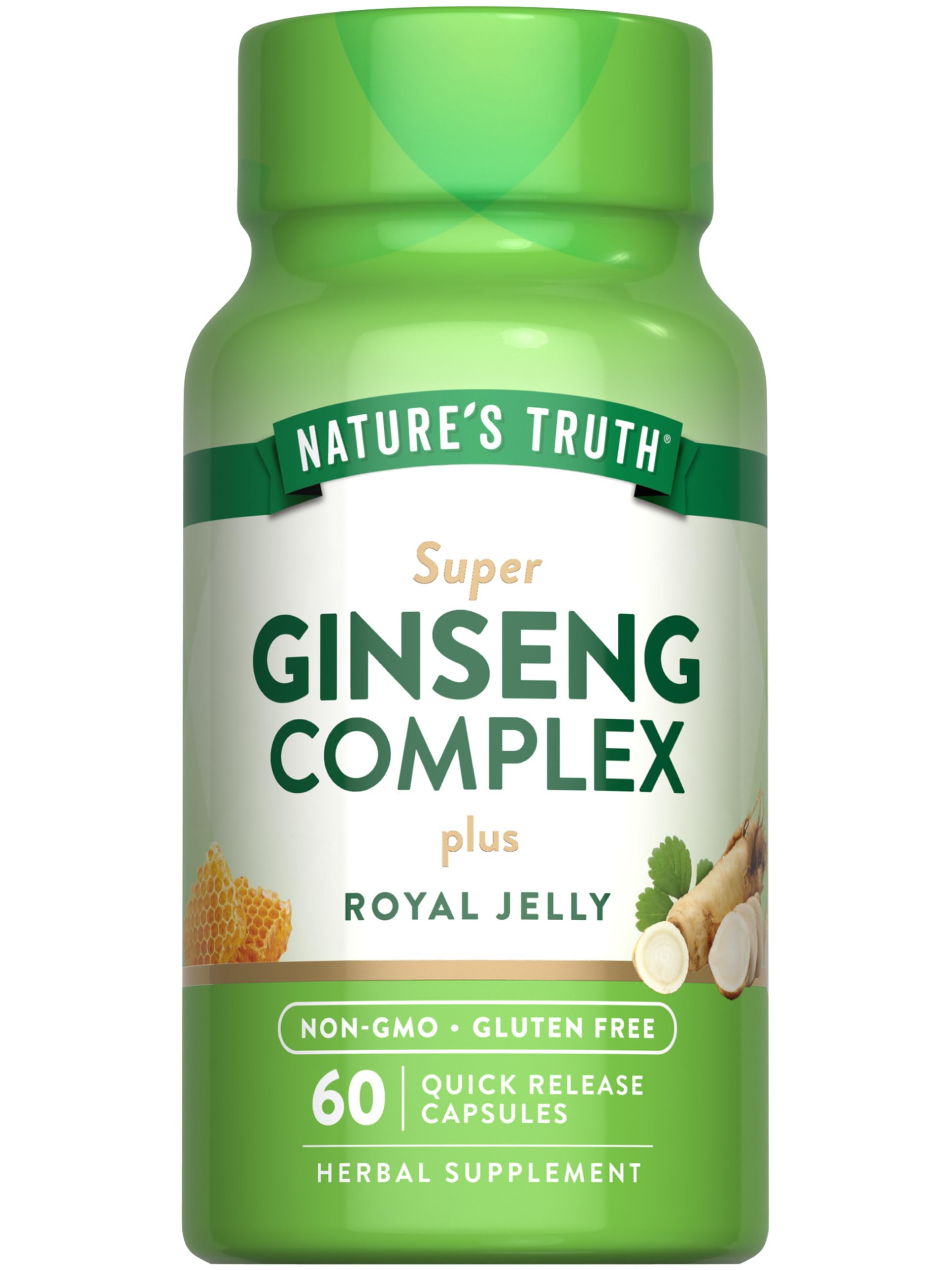 Super Ginseng Complex | 60 Capsules | With Royal Jelly | from Ginseng Extract | Non-GMO, Gluten Free Supplement | by Nature's Truth
