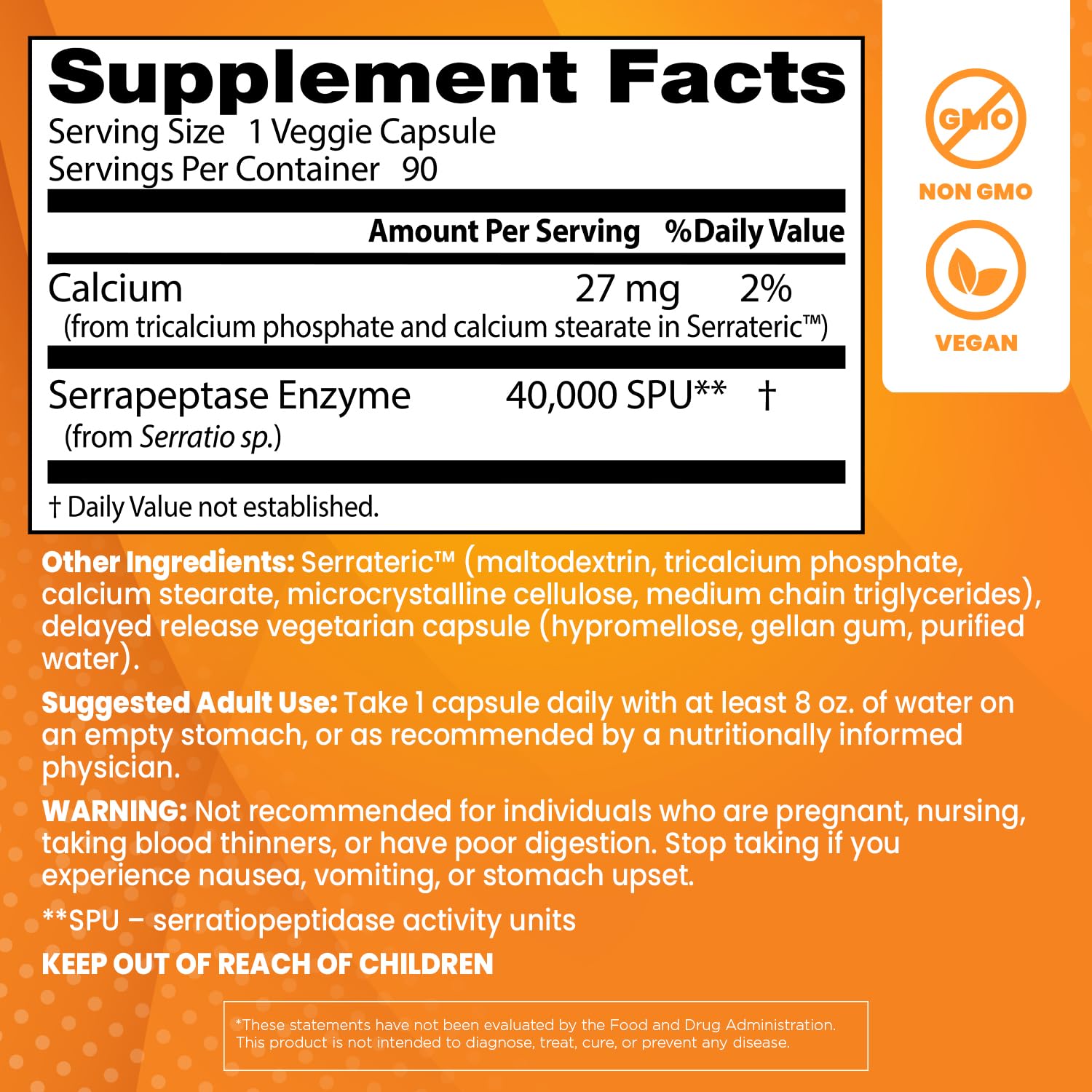 Doctors BEST Serrapeptase, 40,000 SPU, Supports Sinus Health, Non-GMO, Vegan 90 Veggie Caps