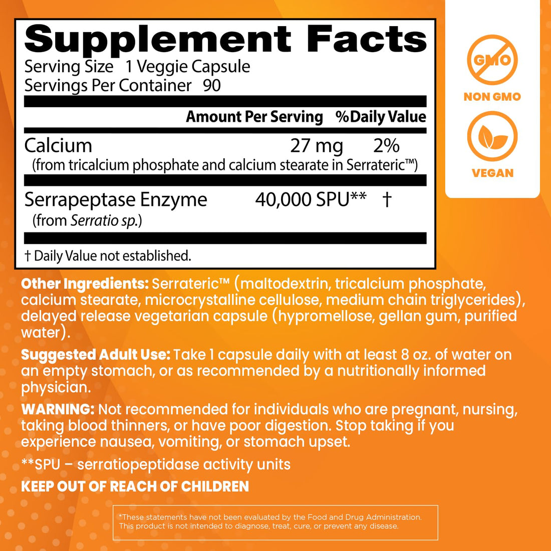 Doctors BEST Serrapeptase, 40,000 SPU, Supports Sinus Health, Non-GMO, Vegan 90 Veggie Caps