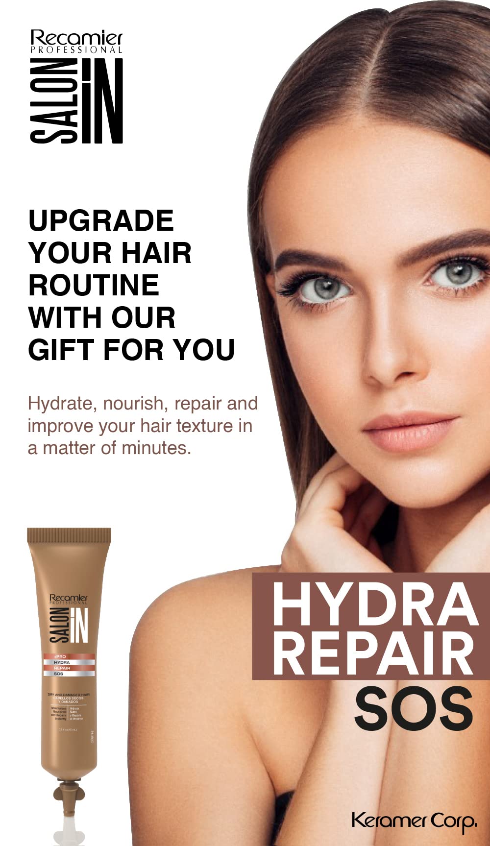 RECAMIER Leave-In Conditioner Detangler + 2 Hydra Repair SOS | Dry Damaged Hair Treatment | Comb Cream Styling Lotion | Tratamiento Cabello Seco Maltratado 10.1 OZ