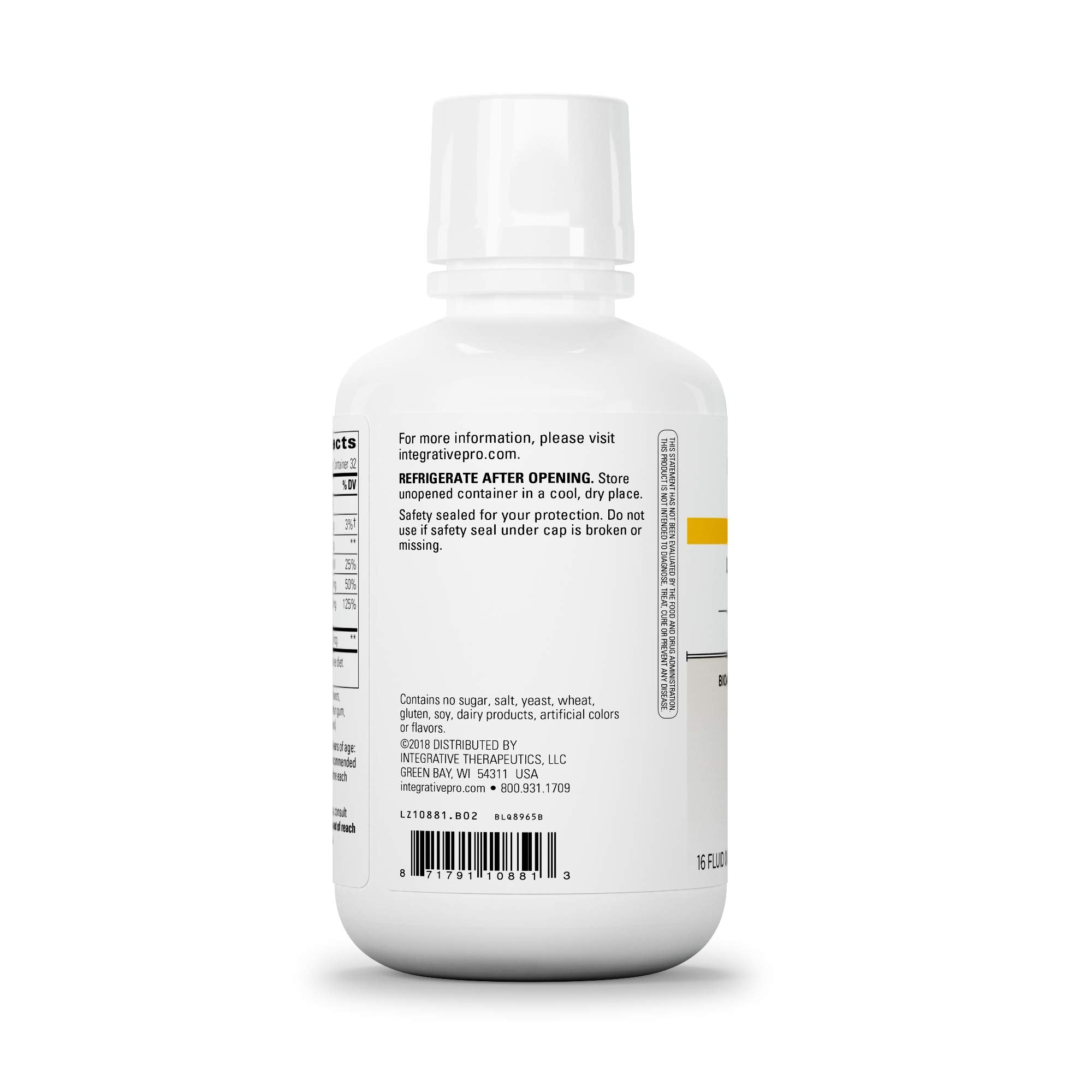 Integrative Therapeutics Liquid Calcium Magnesium - 1:1 Calcium to Magnesium Ratio - Mineral Supplement with Vitamin D3 - Bone Health Supplement for Men and Women* - 16 fl oz, Berry Flavored