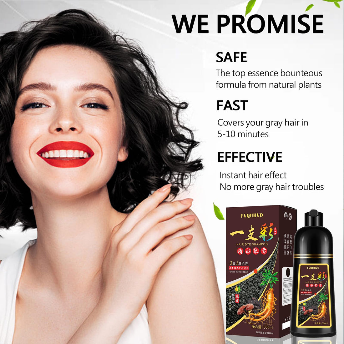 Instant Blonde Brown Hair Dye Shampoo 500ml for Men & Women, 3 in 1 Golden Color 100% Gray Coverage, Natural Dye in Minutes 17.6 Fl Oz