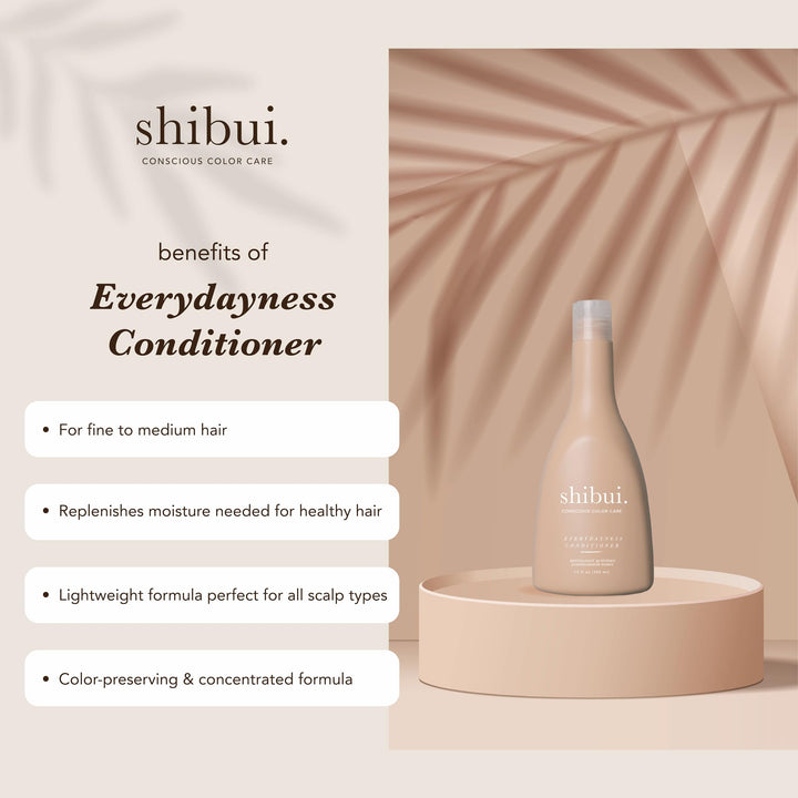 Shibui Everydayness Conditioner, Lightweight Hydration & Color Protection with Peach & Babassu Oils for Fine to Medium Hair, Color-Safe & Silicone-Free, 12 Fl Oz