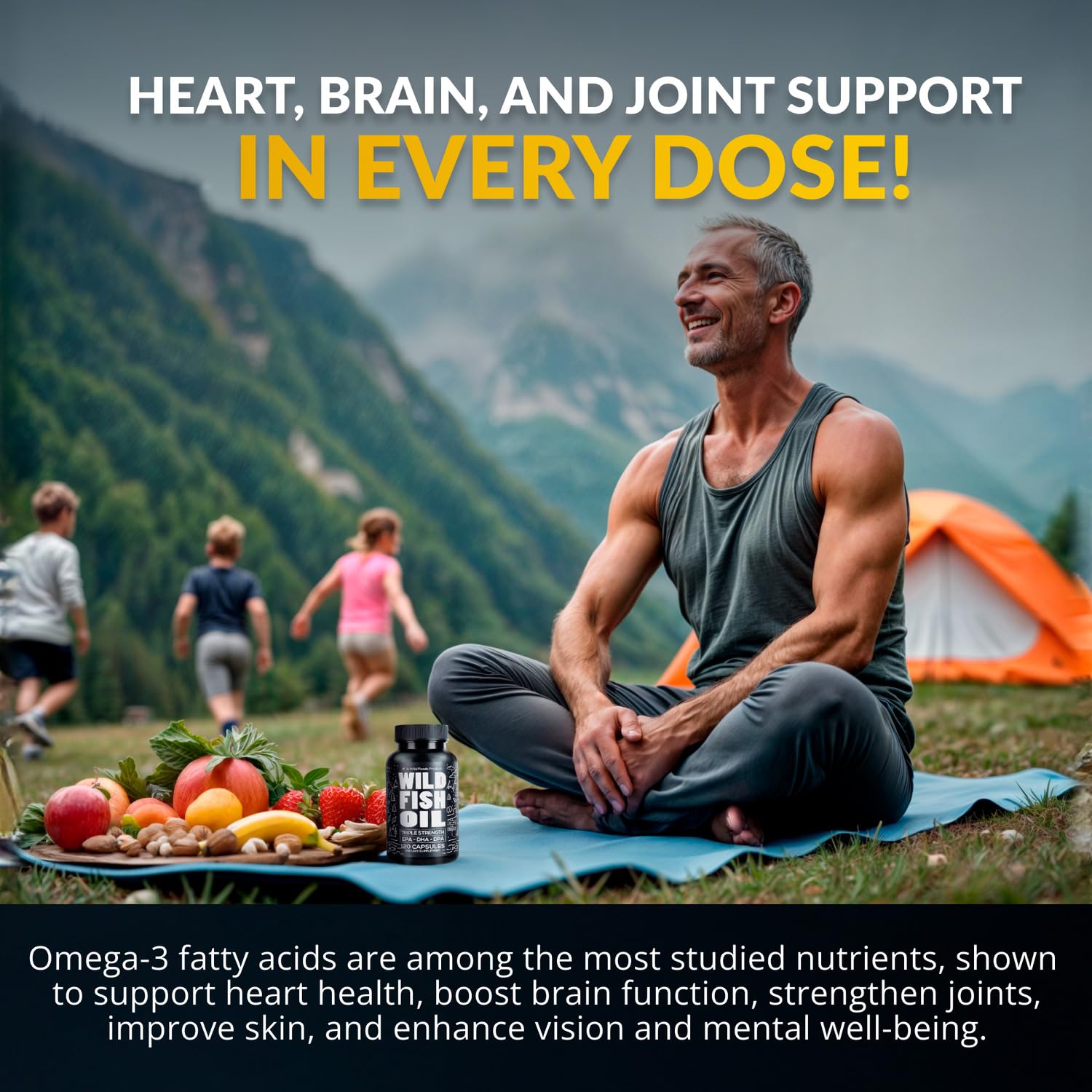 Wild Foods Fish Oil Omega 3 Supplements | 1600 mg | Highly-Potent: DPA, DHA, EPA | Burpless, Odorless, Non-GMO, Gluten Free | For Brain & Heart Health, Joint Support | 60 Capsules (1 pk) | 30 Servings